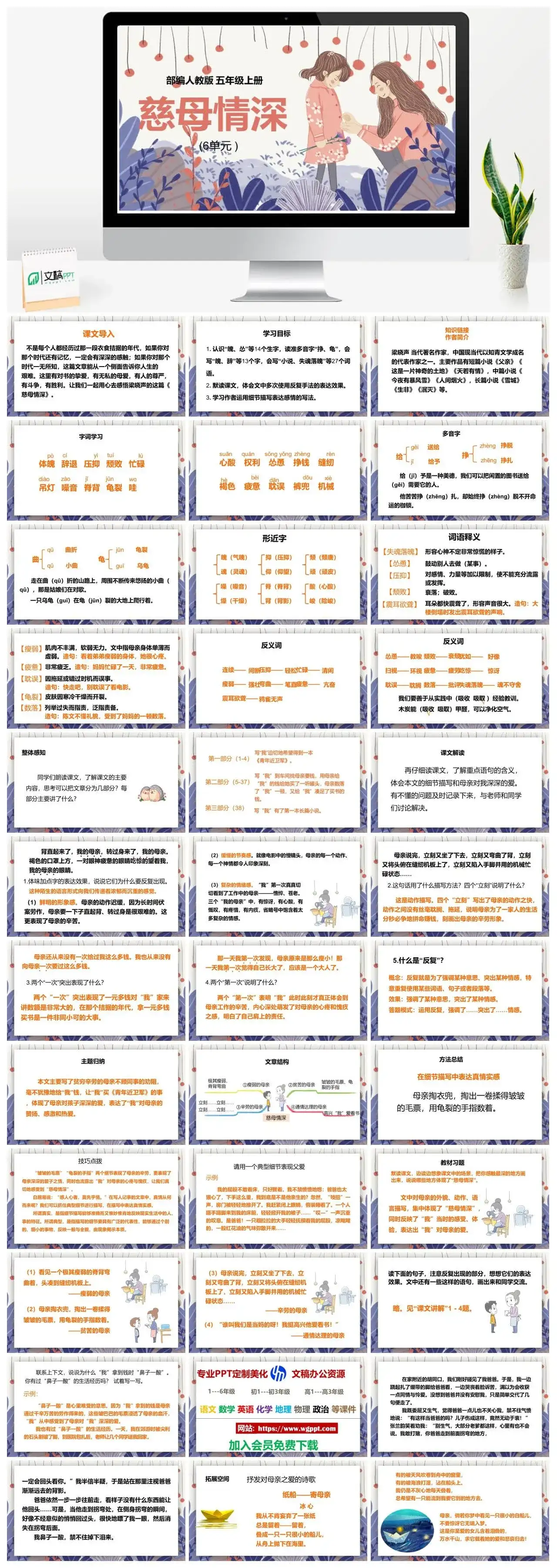 人教部编版语文五年级上册PPT课件慈母情深