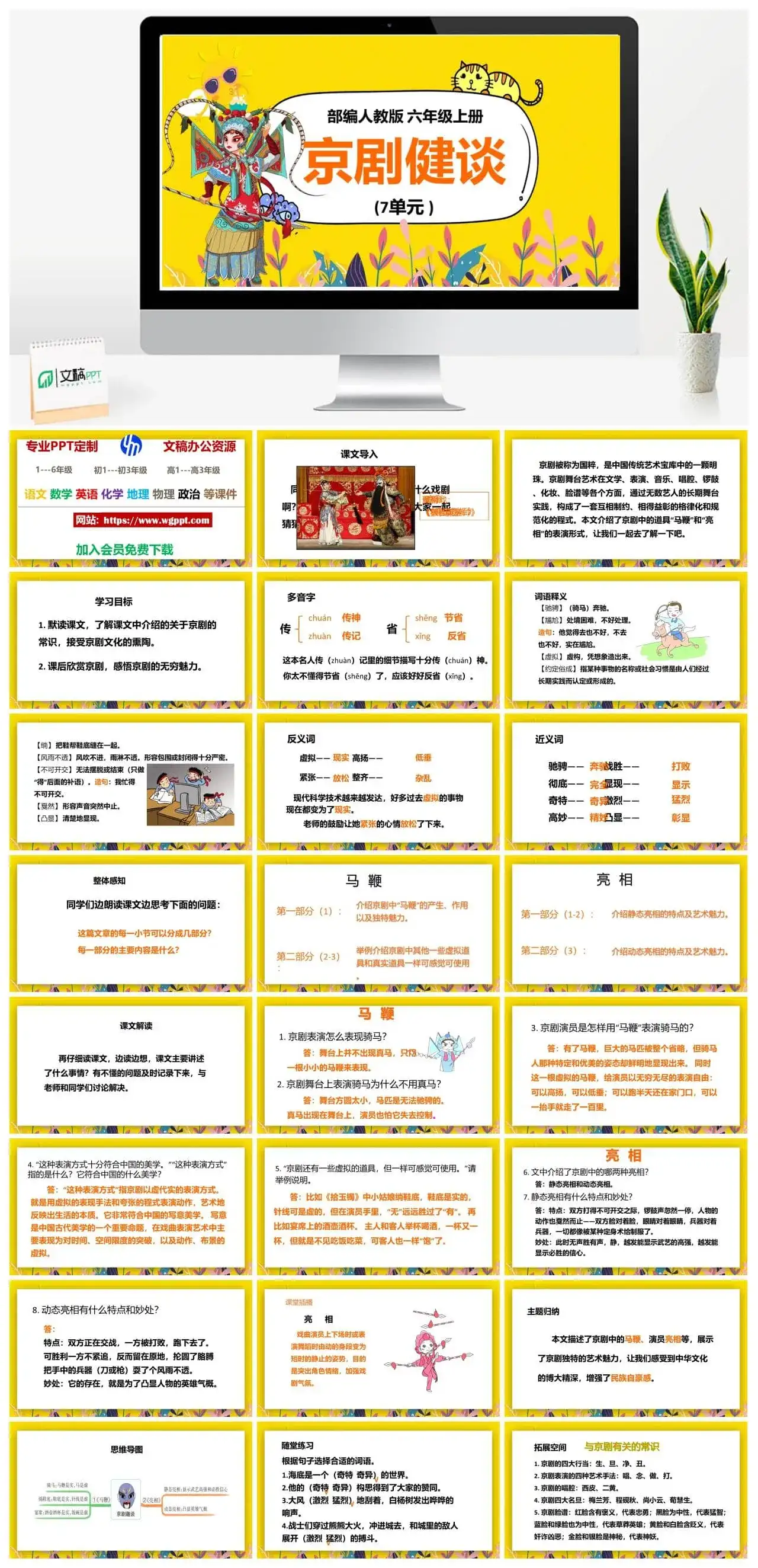 人教部编版语文六年级上册PPT课件京剧健谈