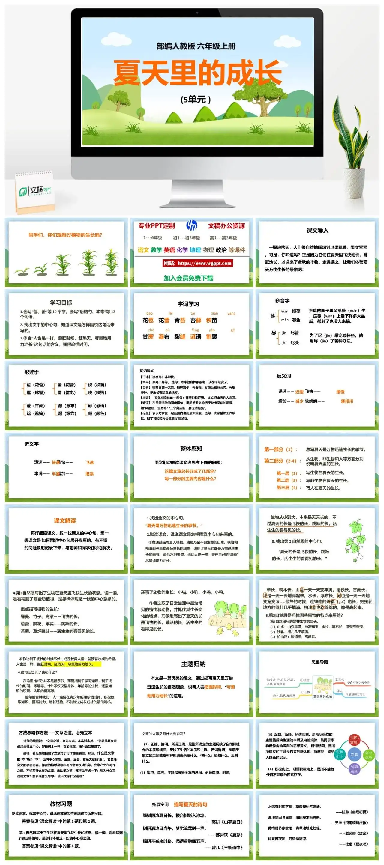 人教部编版语文六年级上册PPT课件夏天里的成长