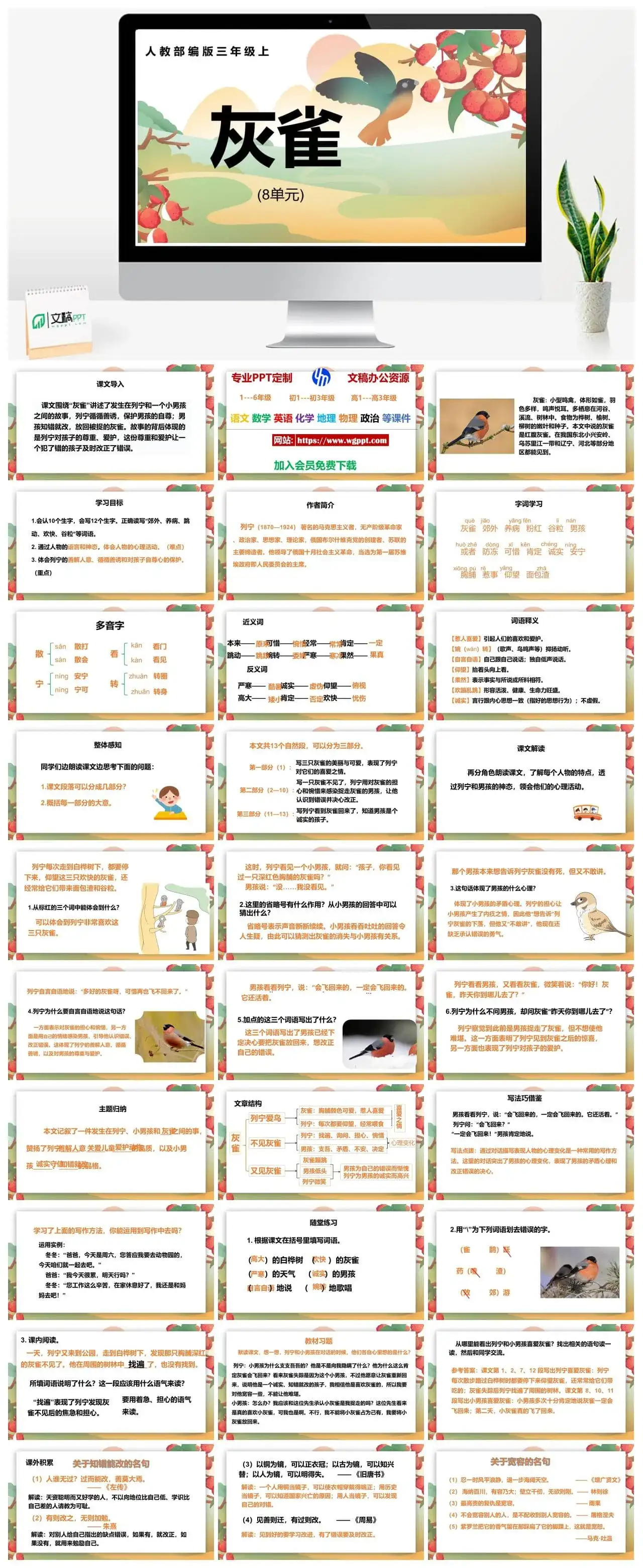 人教部编版语文三年级上册PPT课件灰雀