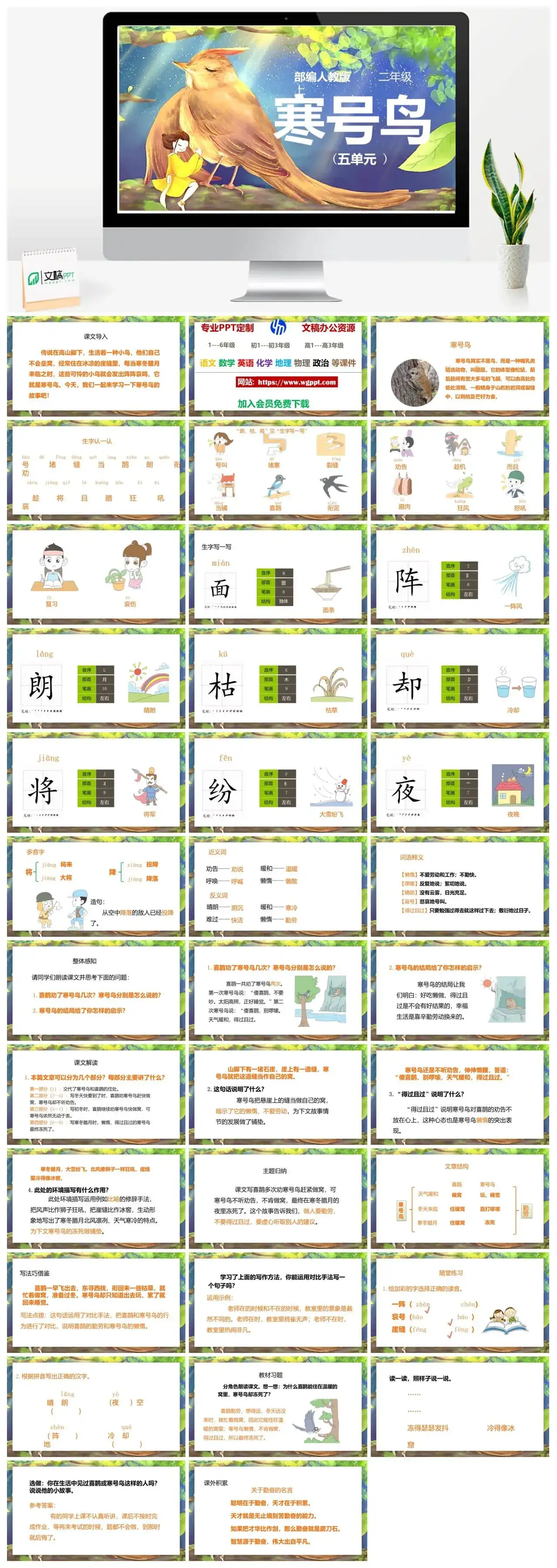 人教部编版语文二年级上册PPT课件寒鸟号