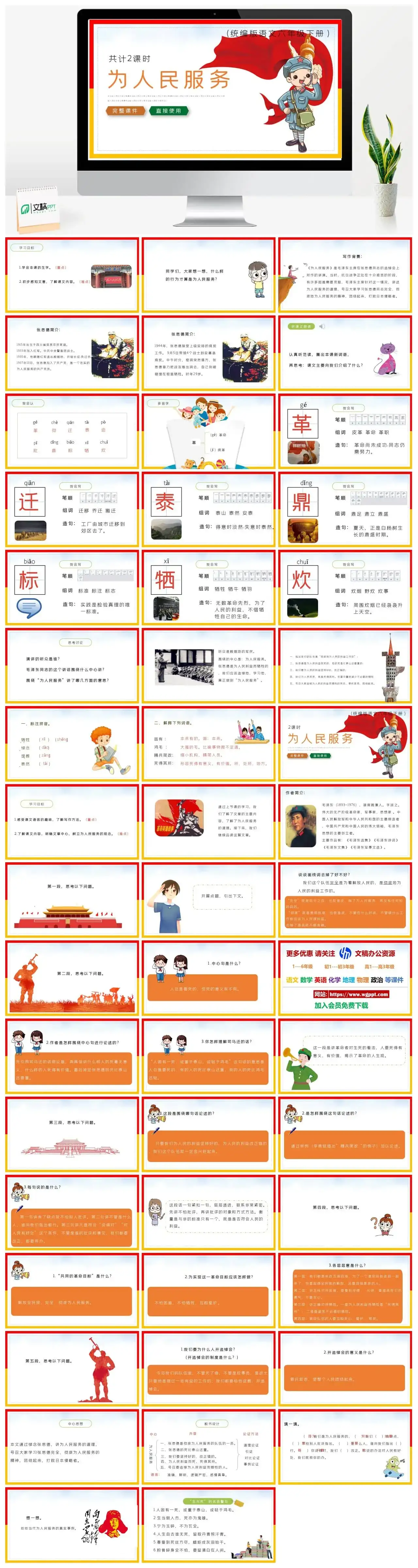 部编版六年级语文下册PPT课件为人民服务