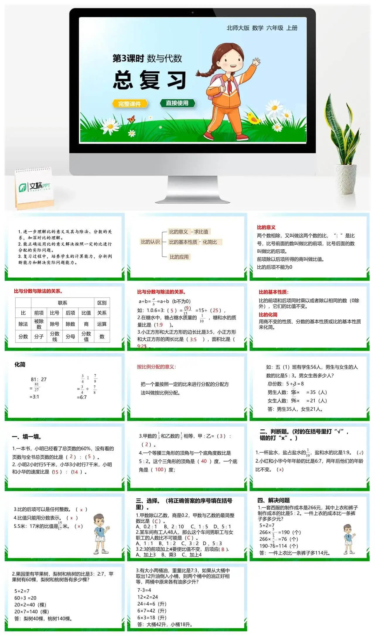 北师大六年级数学上册北师6上 总复习 第3节 数与代数