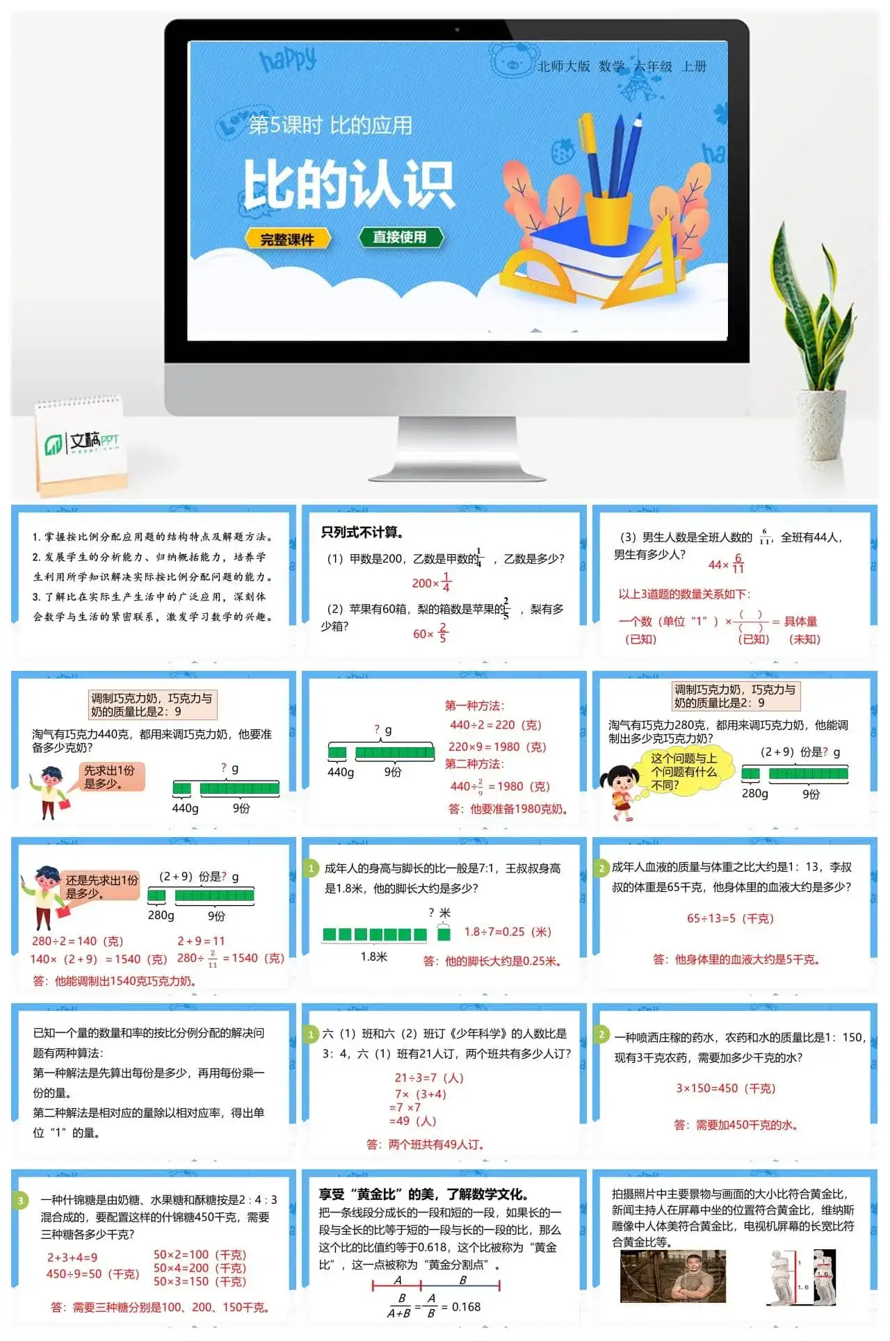 北师大六年级数学上册北师6上 第六单元比的认识 第5课时 比的应用