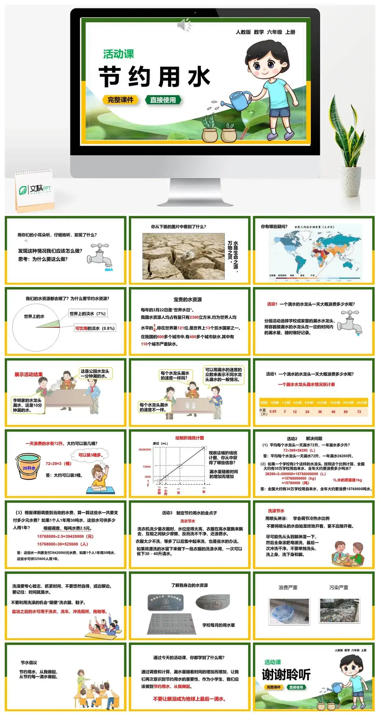 人教版六年级数学上册人教数学六年级上册7.4 节约用水