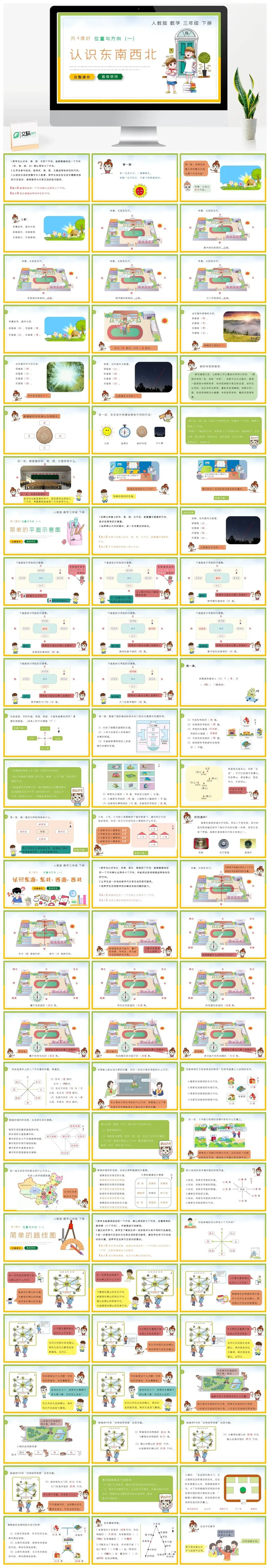 人教版三年级数学下册人教版数学三年级下册PPT课件认识东南西北第1-4课时位置与方向一