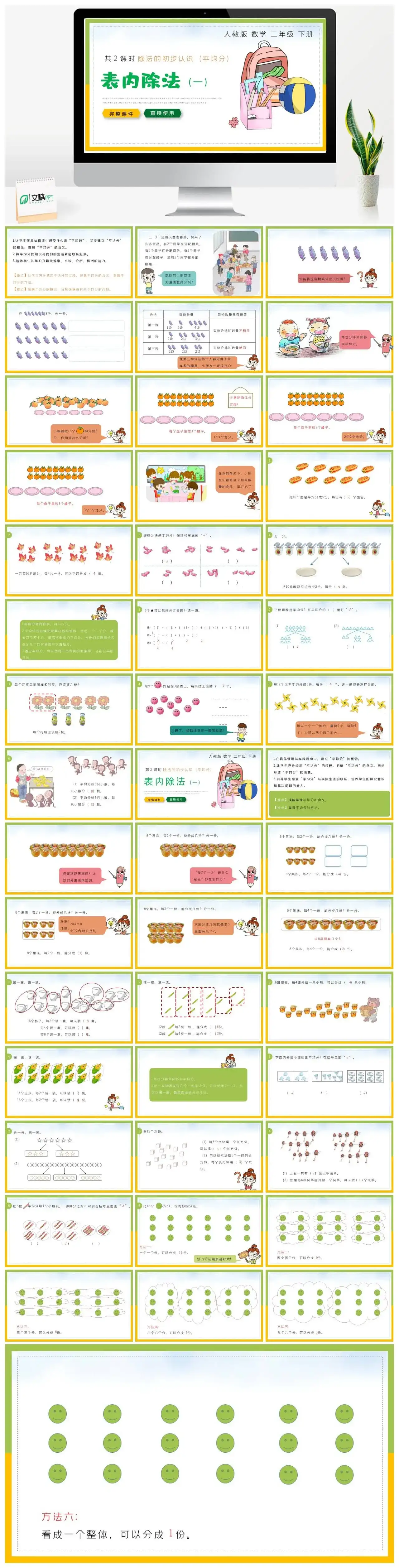 人教版二年级数学下册人教版数学二年级下册PPT课件表内除法除法的初步认识共两课时