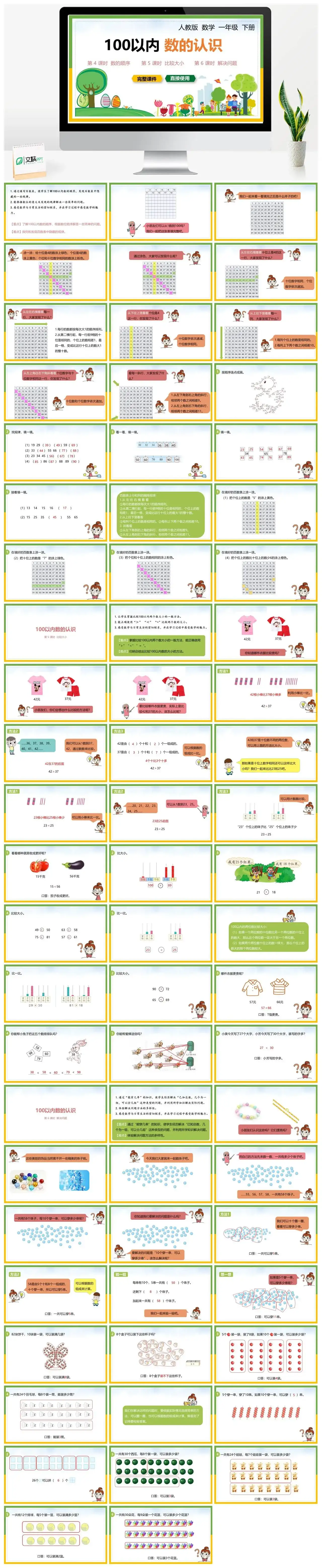 人教版一年级数学下册人教版数学一年级下册PPT课件第4-6课时100以内数的认识