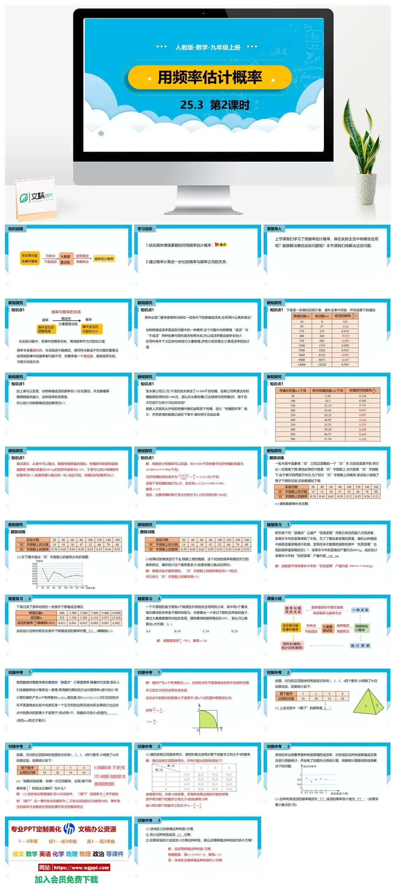 人教九年级数学上册人教版数学九年级上册PPT课件初中数学幻灯片用频率估计概率第2课时