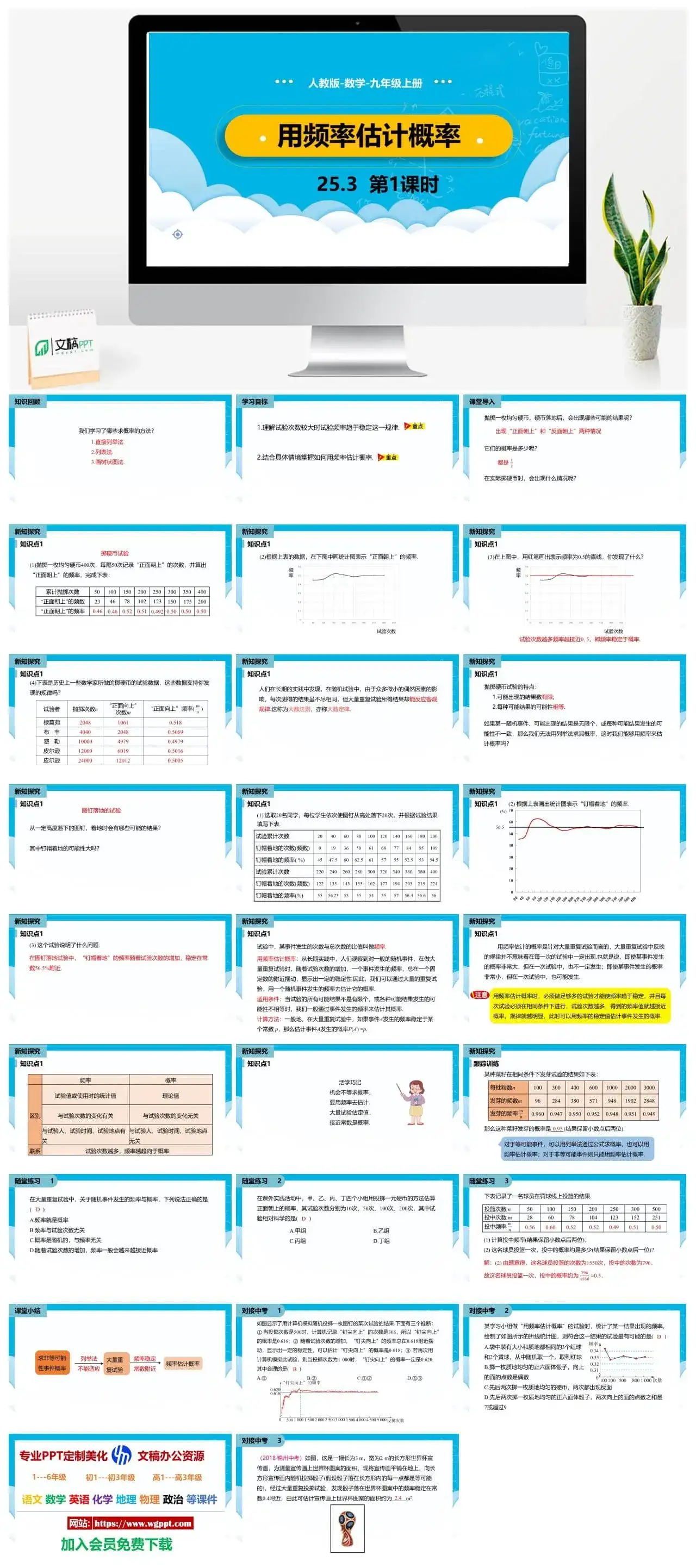 人教九年级数学上册人教版数学九年级上册PPT课件初中数学幻灯片用频率估计概率第1课时
