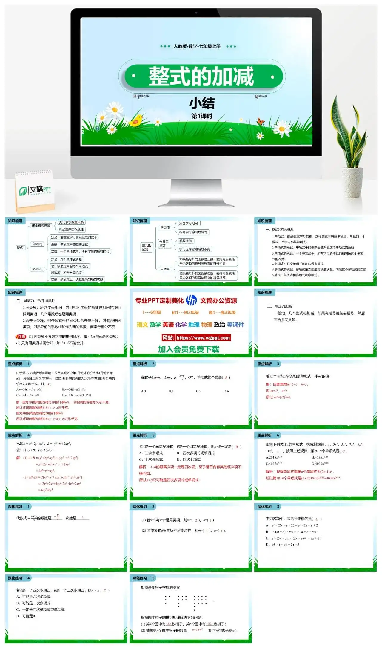 人教七年级数学上册人教版七年级数学上册PPT课件整式的加减小结第1课时幻灯片