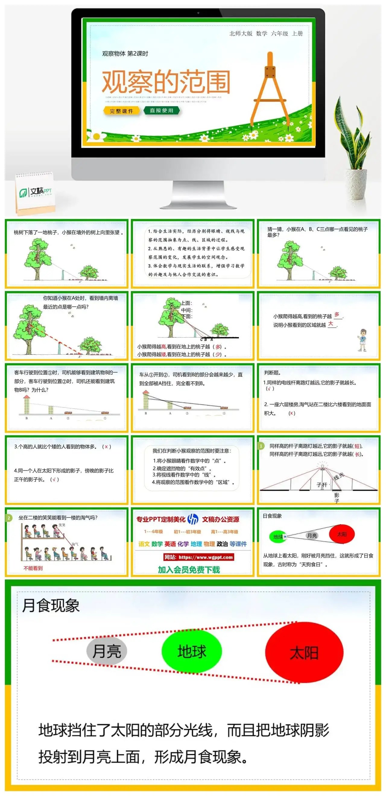 北师大六年级数学上册北师大数学六年级上册PPT课件观察的范围