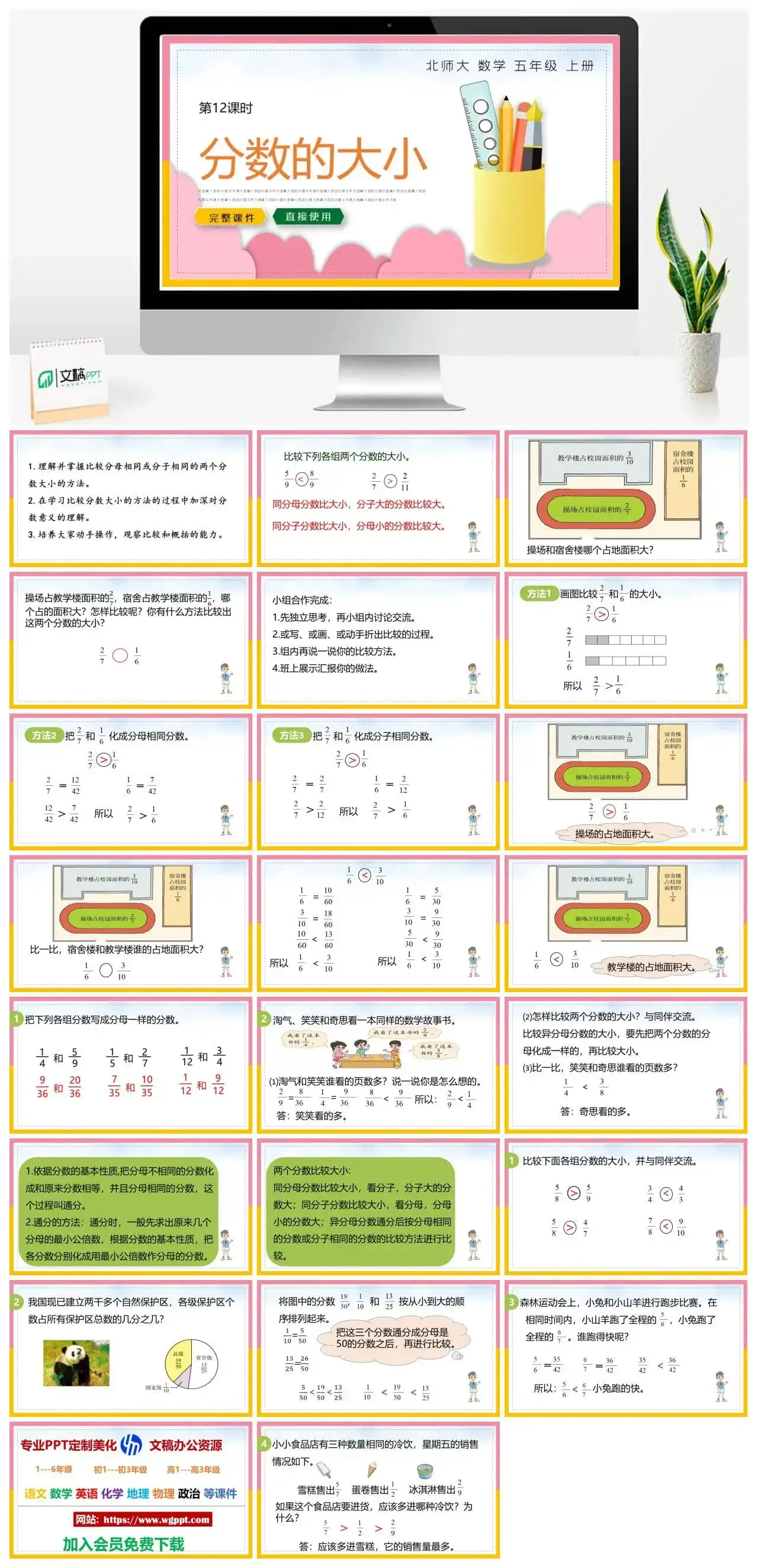 北师大五年级数学上册北师大数学五年级上册PPT课件分数的大小