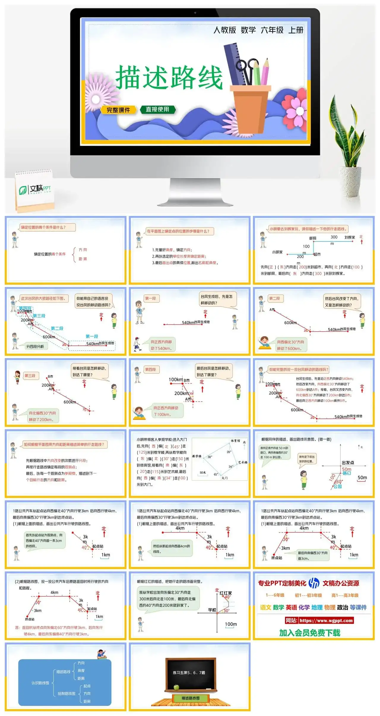 人教版六年级数学上册人教数学六年级上册PPT课件描述路线