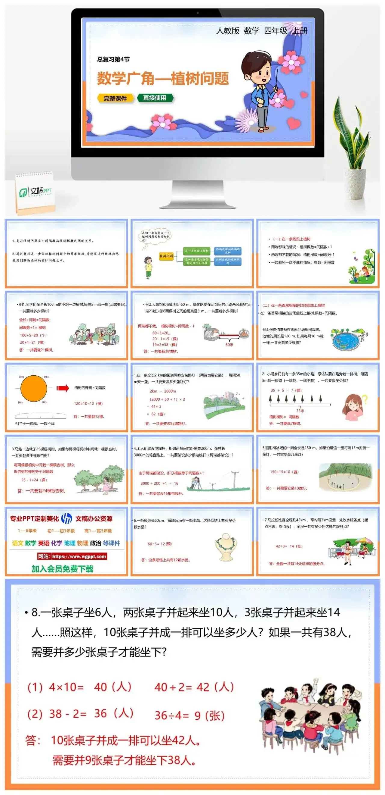 人教版五年级数学上册人教数学五年级上册PPT课件数学广角——植树问题