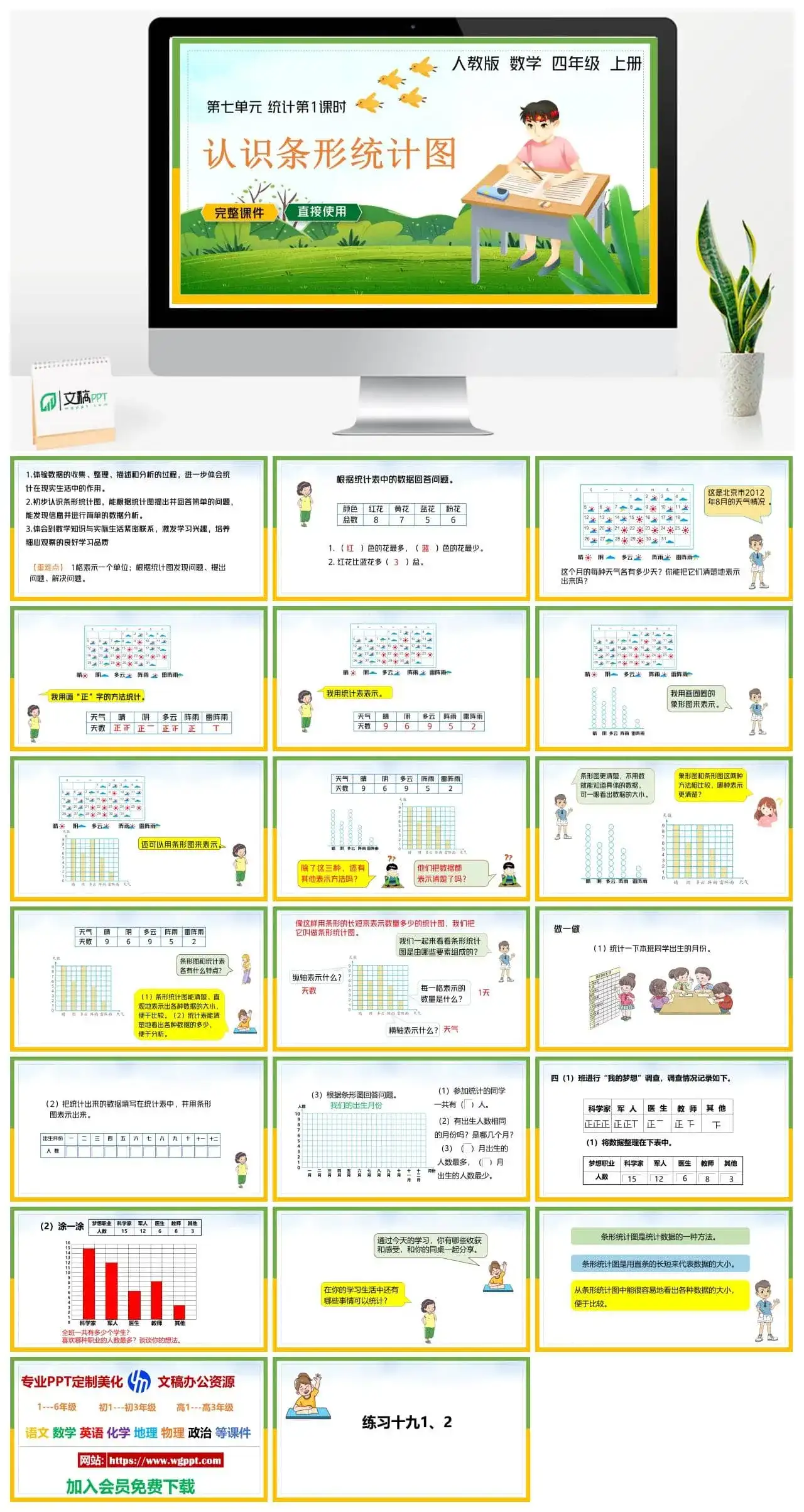 人教版四年级数学上册人教数学四年级上册PPT课件认识条形统计图