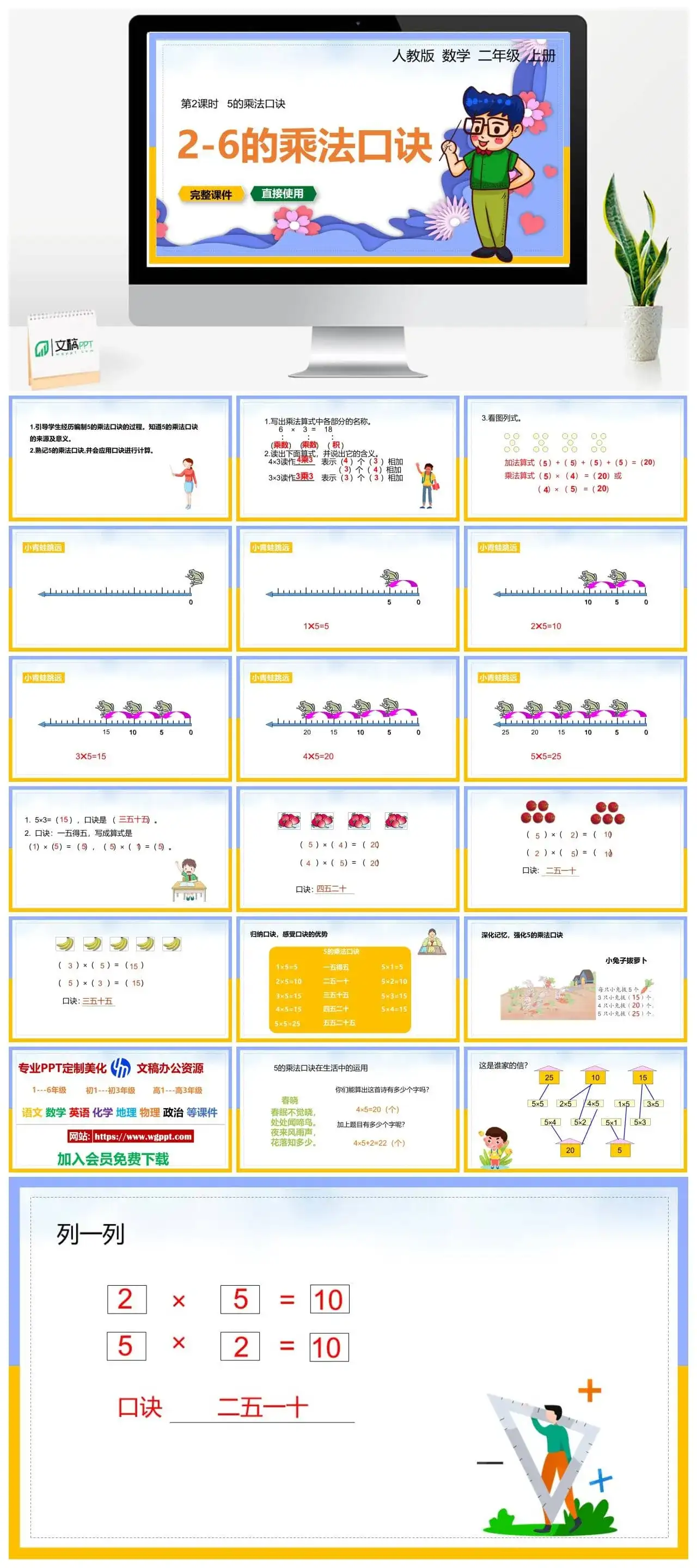 人教版二年级数学上册人教数学二年级上册PPT课件2——6的乘法口决