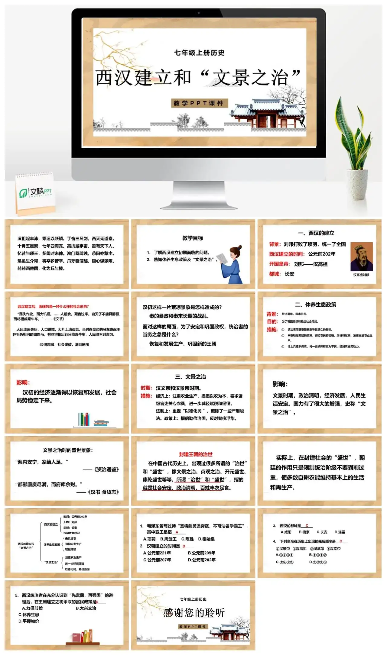 七年级历史上册人教版历史七年级上册PPT课件西汉建立和文景之治