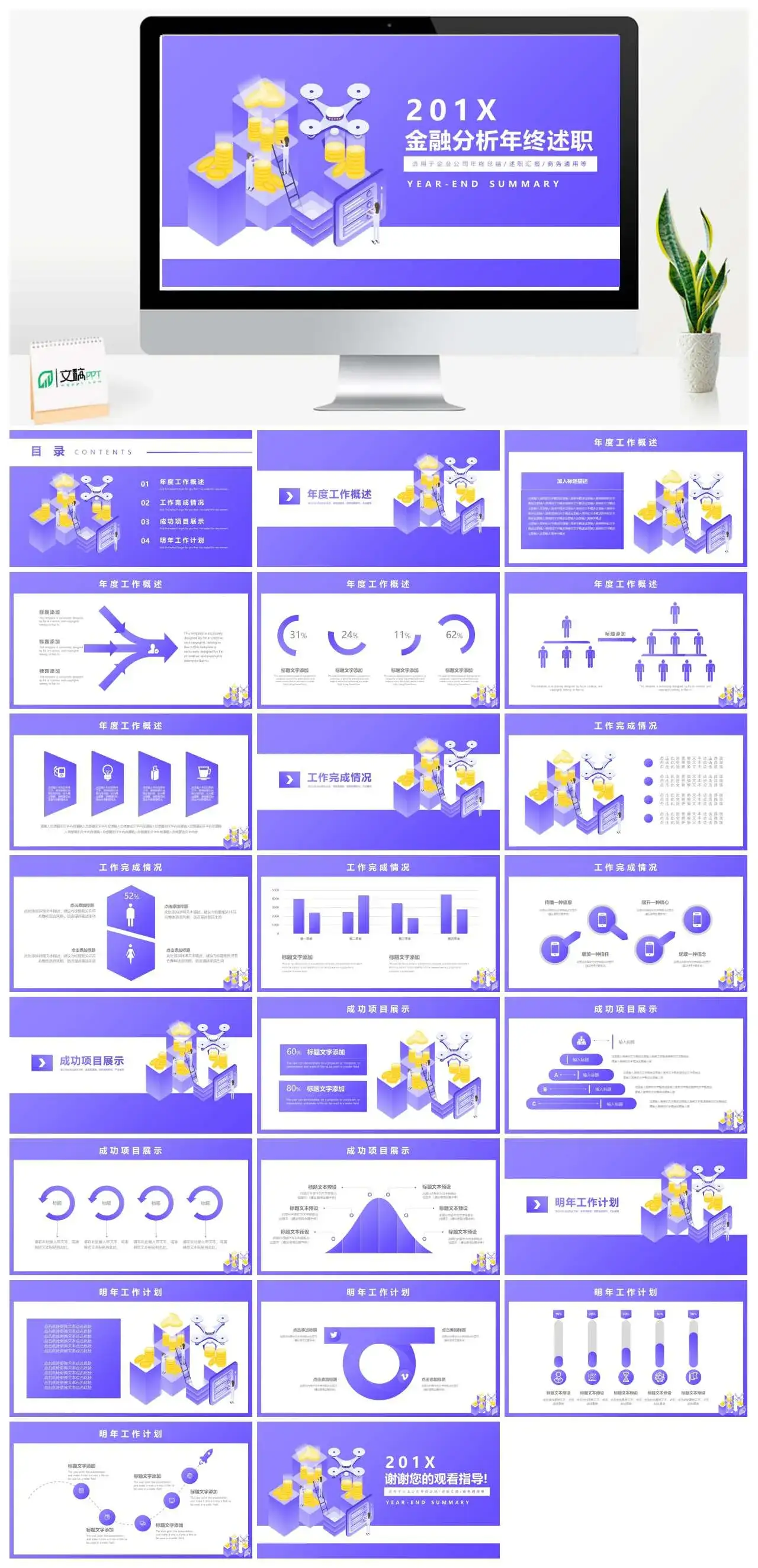 商务金融分析年终述职报告PPT模板