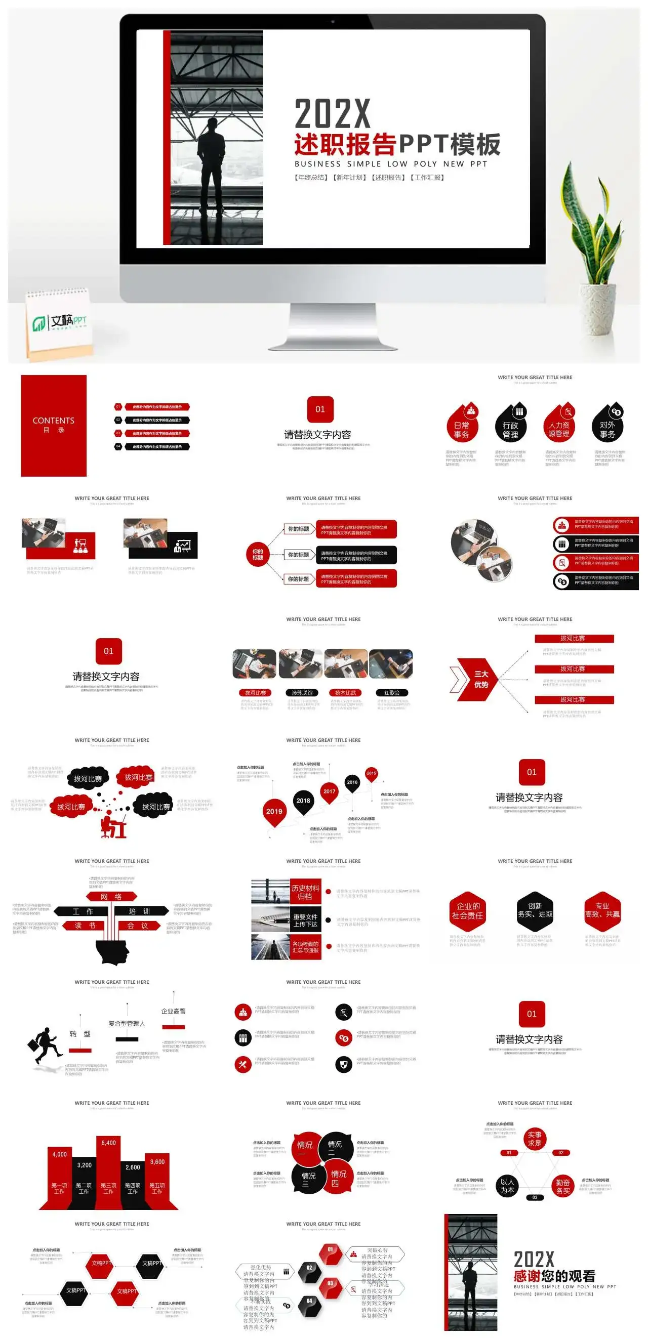 年终总结新年计划还肥报告工作汇报述职报告PPT模板