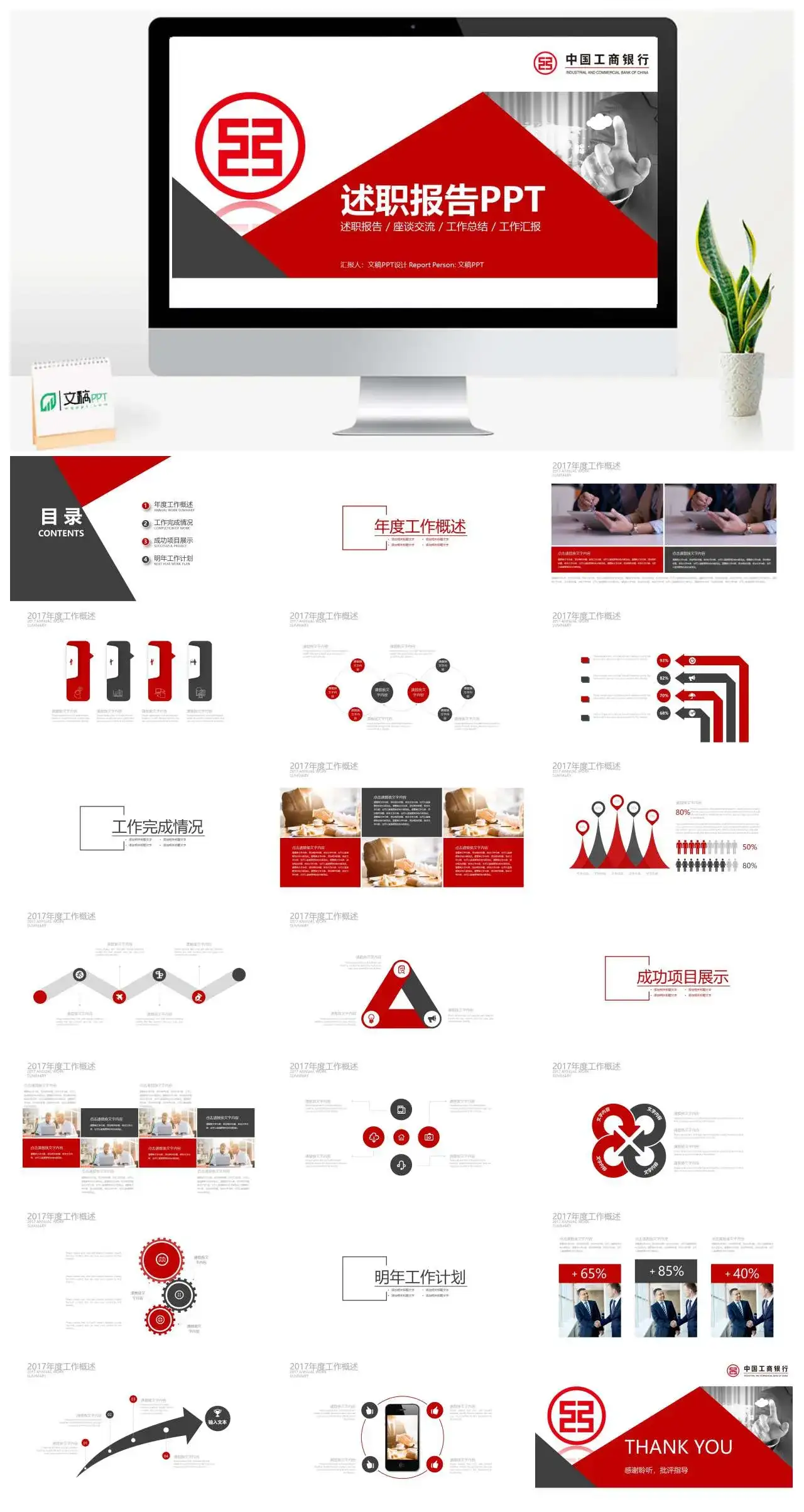 中国工商银行述职报告座谈交流工作总结工作汇报PPT模板