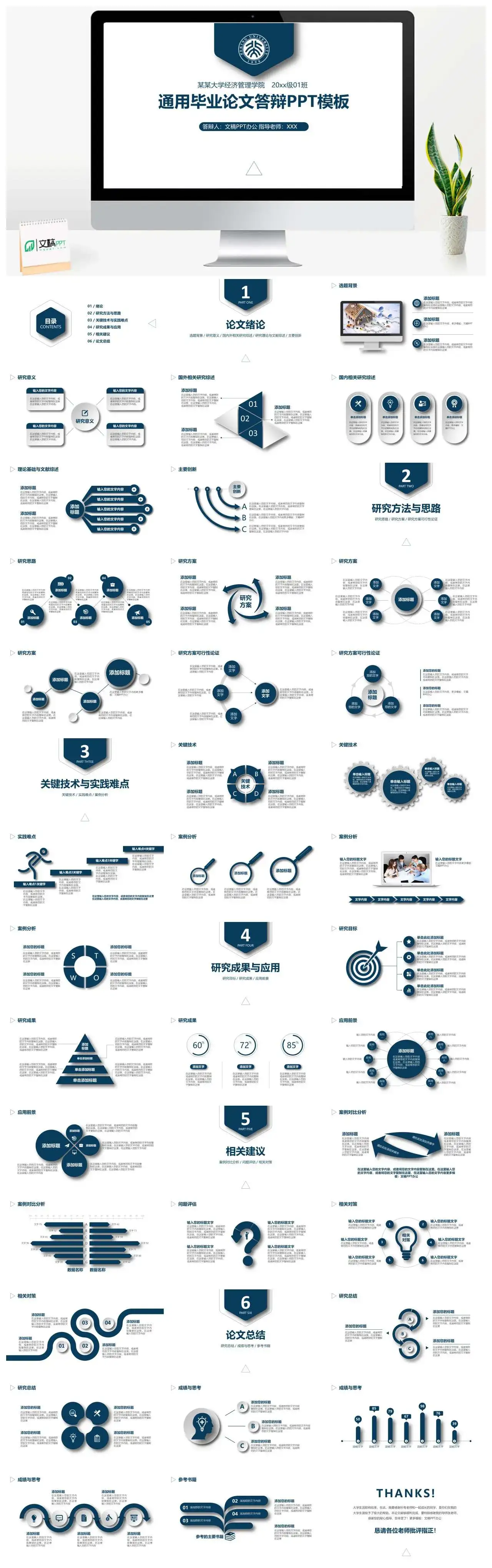 微粒体严谨通用毕业论文答辩论文总结PPT模板