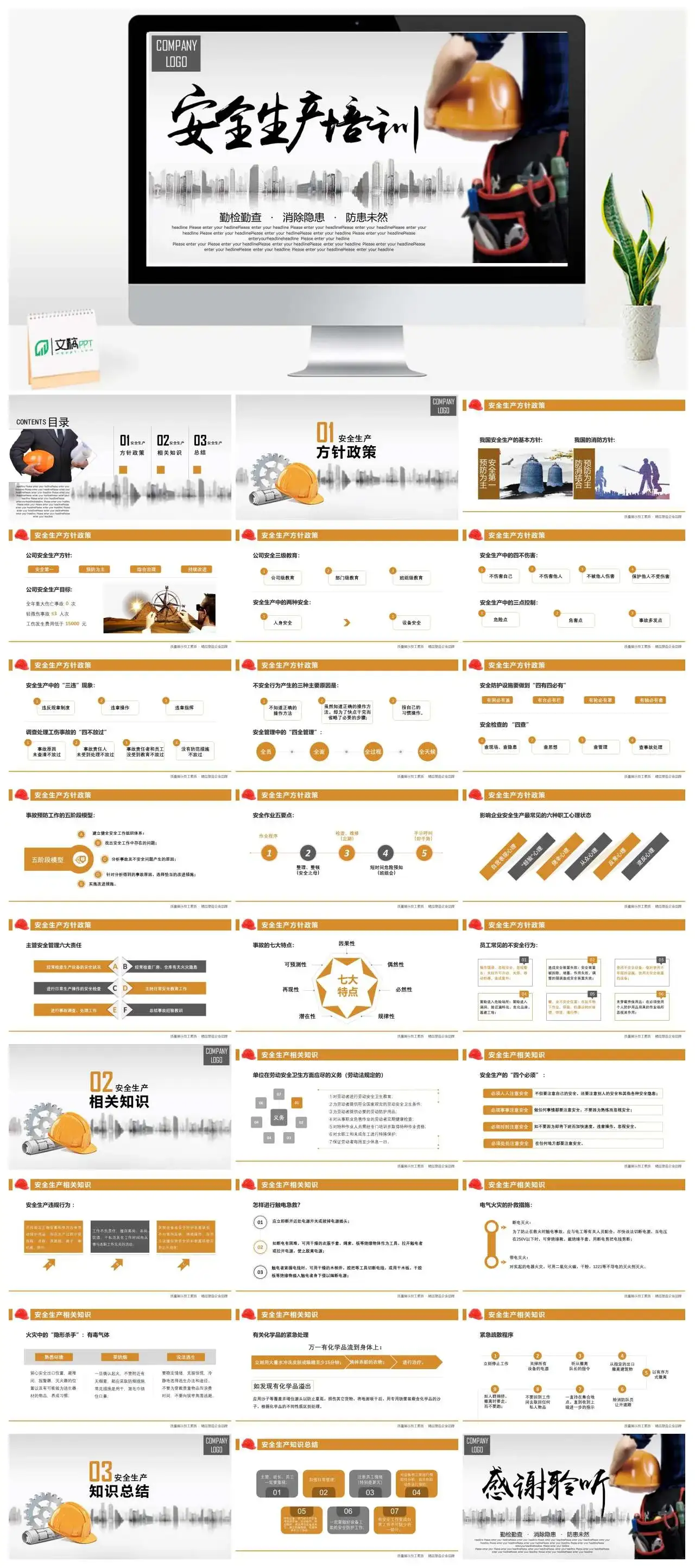 商务风最新个人只商务安全生产培训消防隐患ppt模板