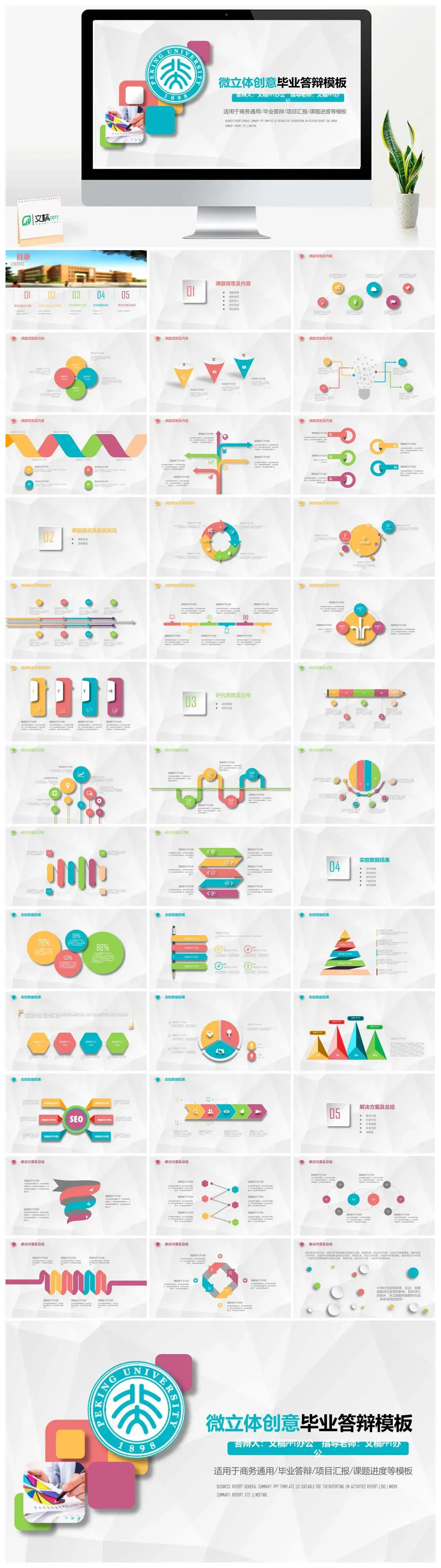 微粒体创意毕业答辩论文商务通用项目汇报课题进度通用PPT模板 微粒体创意毕业答辩论文商务通用项目汇报课题进度通用PPT模板