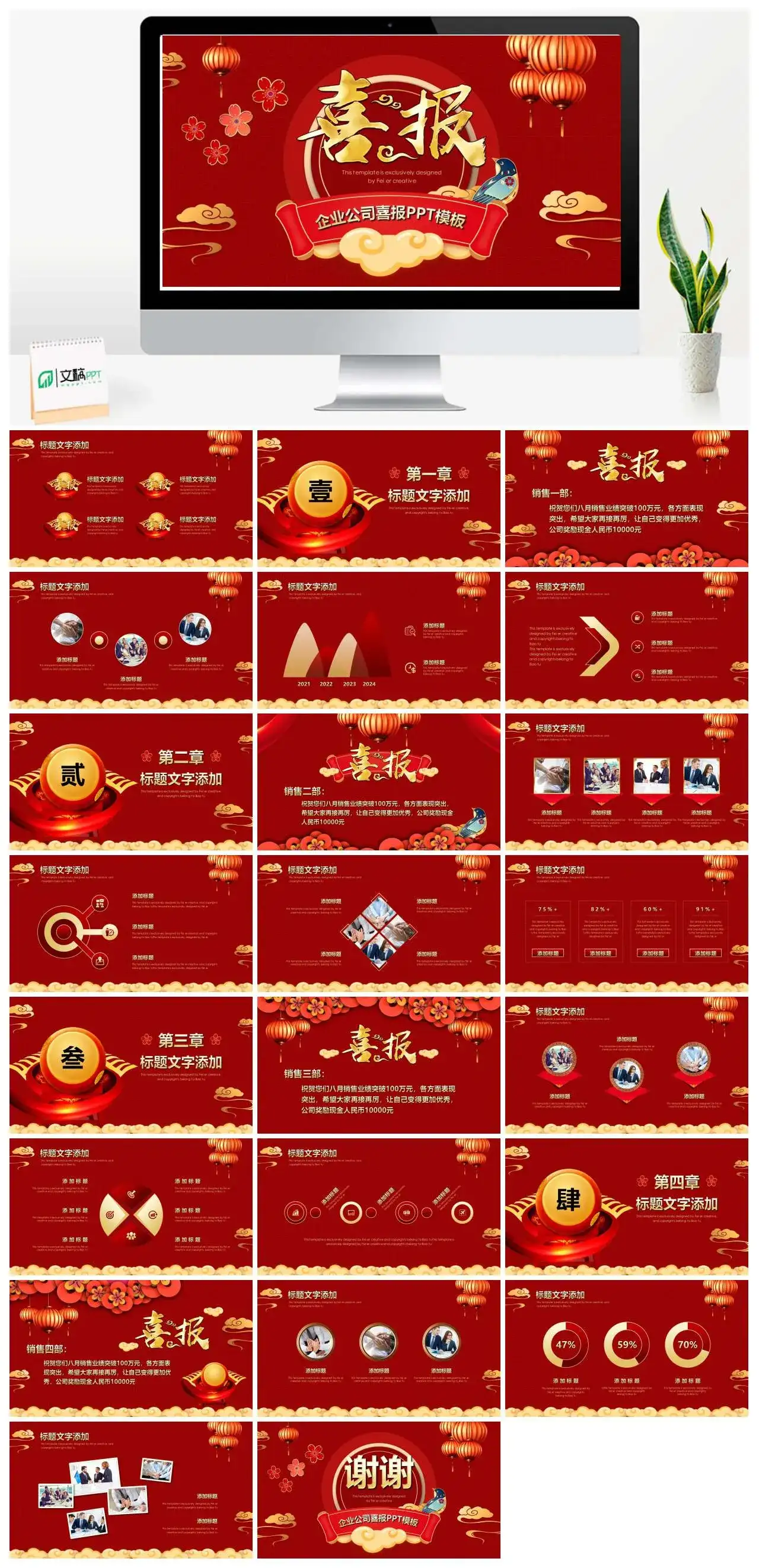 企业公司喜报PPT模版