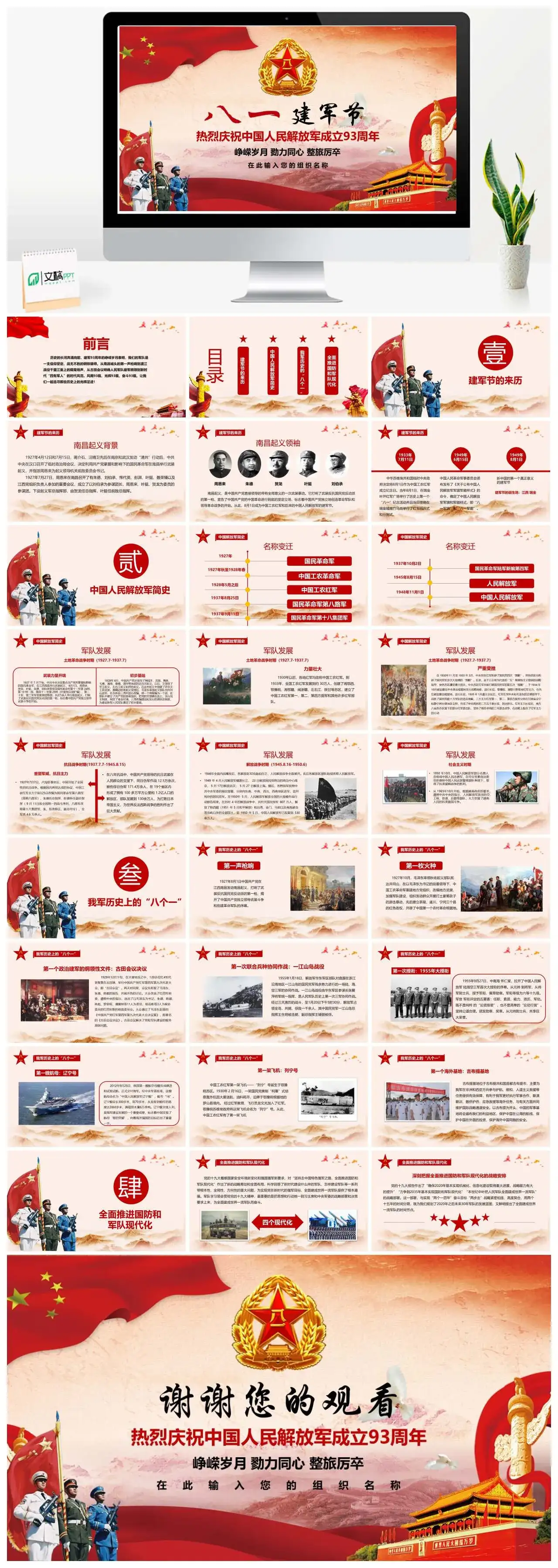 中国人民解放军成立93周年建军节党课PPT