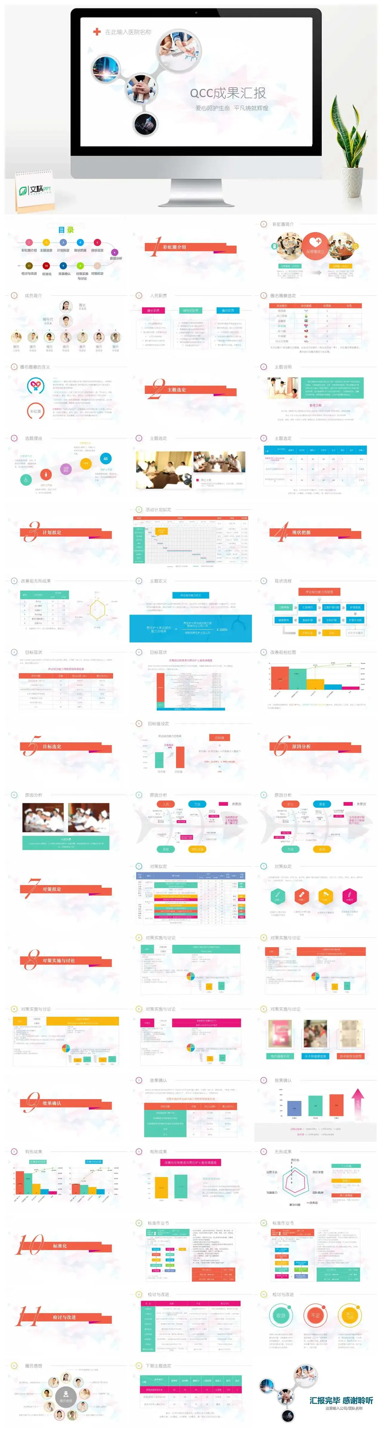 简约QCC成果汇报述职报告工作计划通用PPT模板