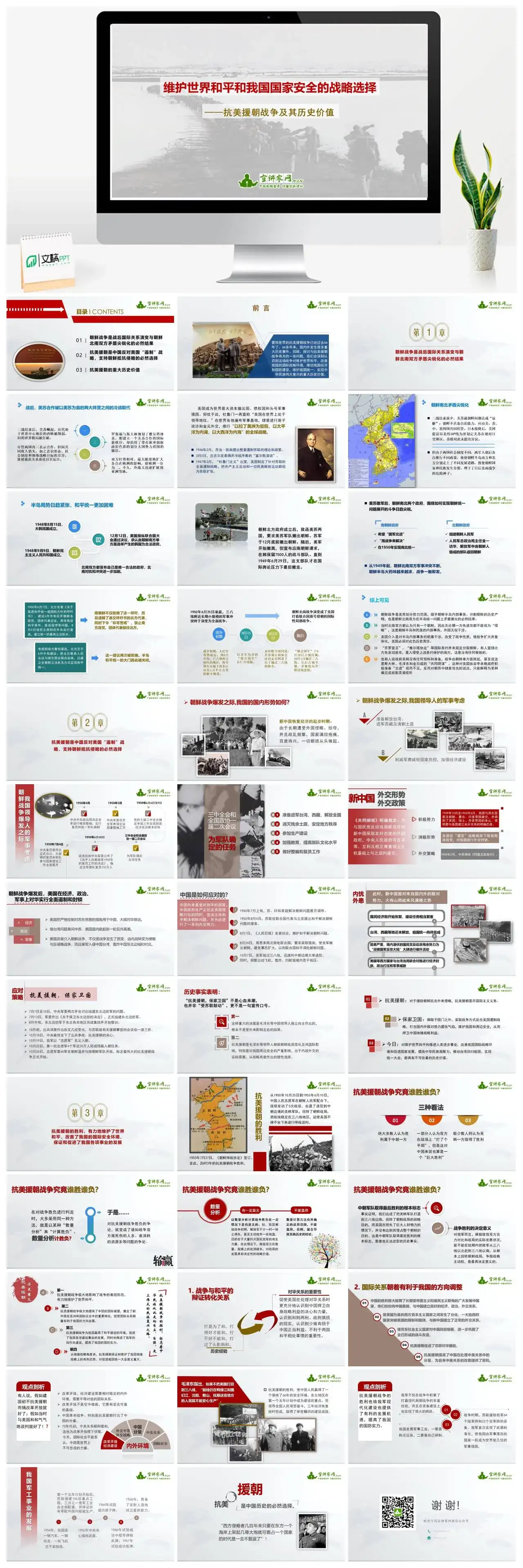 简约维护世界和平和我国国家安全的战略选择抗美援朝战争及其历史价值PPT模板课件
