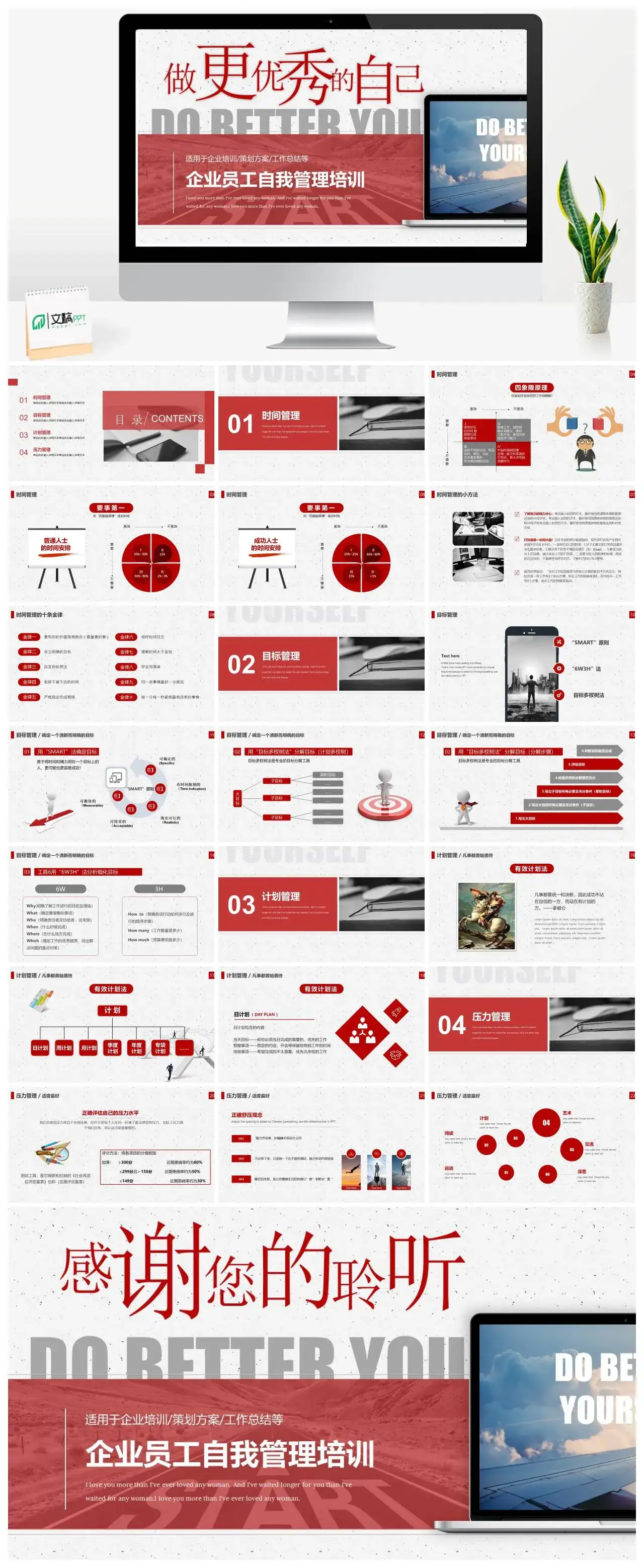 商务企业员工自我管理培训PPT模板