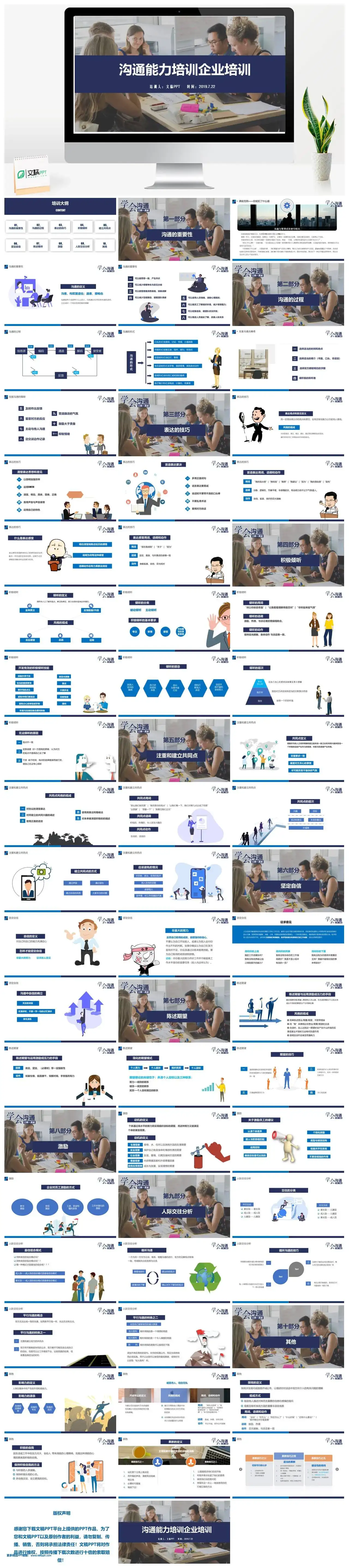 原创商务风沟通能力培训企业培训PPT模版