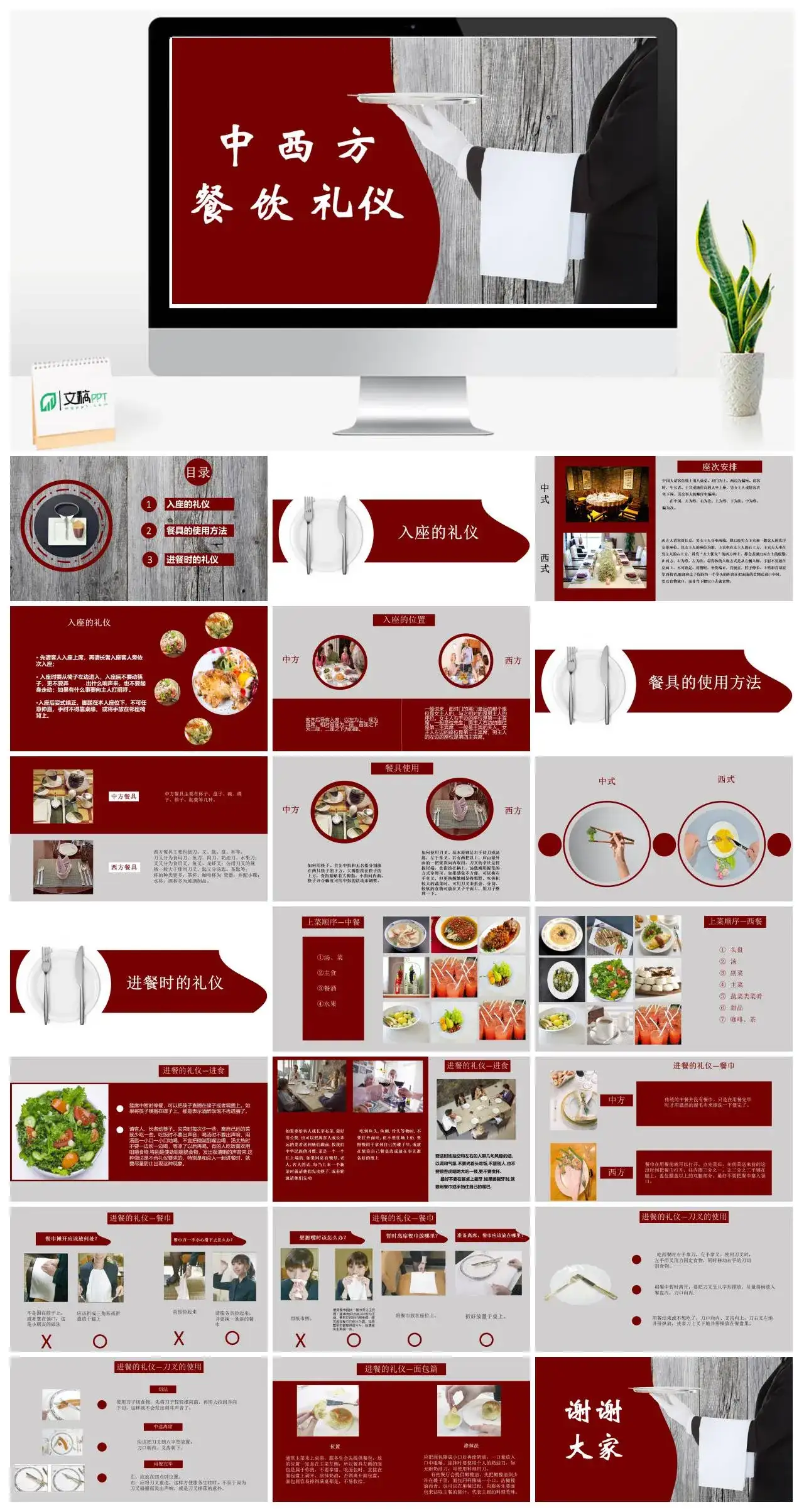 中西方餐饮礼仪PPT模板