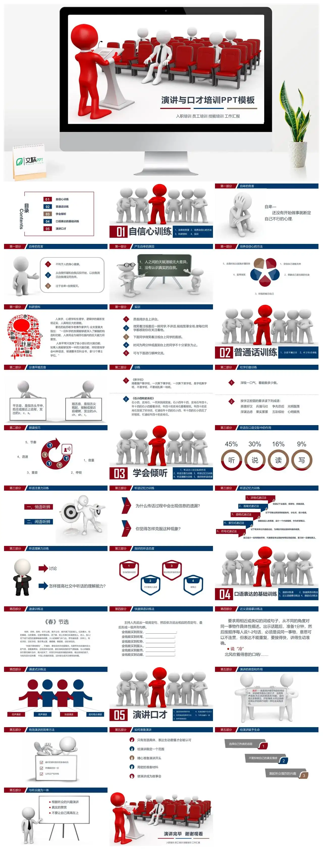 最新白色商务时尚演讲与口才培训PPT模板