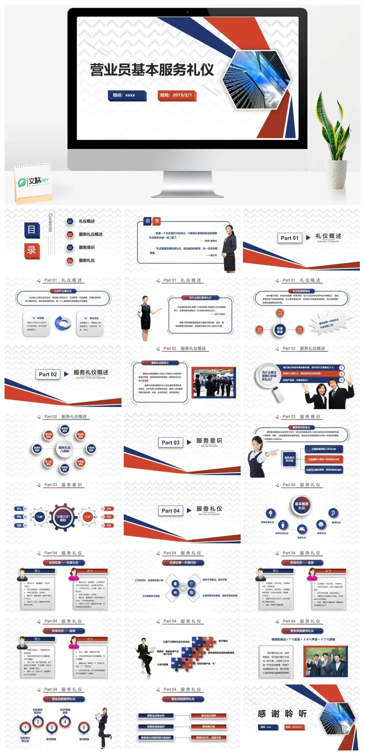 简约营业员基本服务礼仪PPT模板