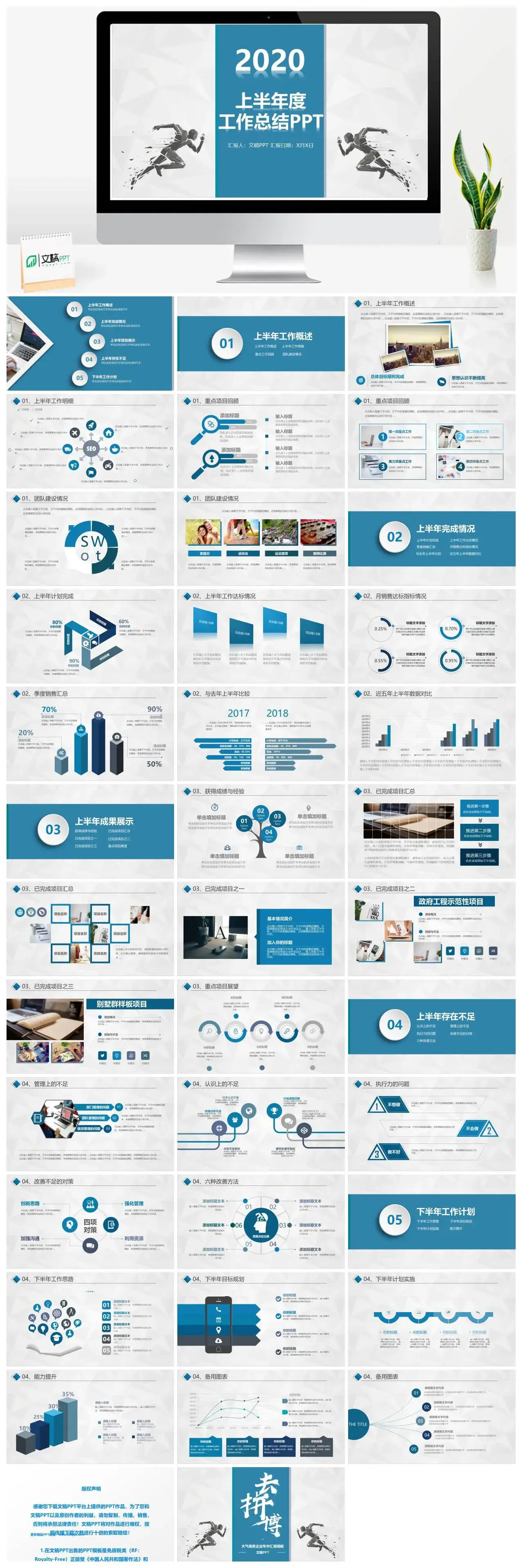 微粒体上半年度工作总结PPT模板