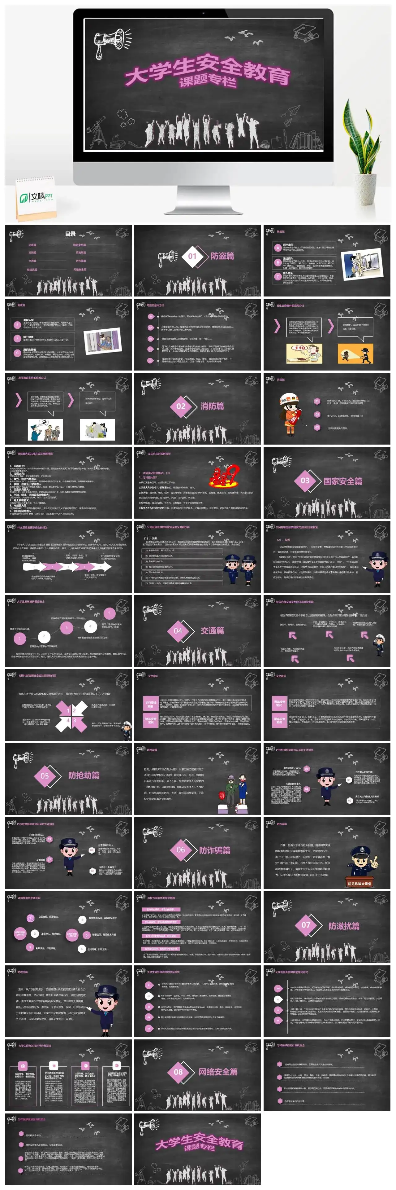 大学生安全教育课题专栏PPT模板