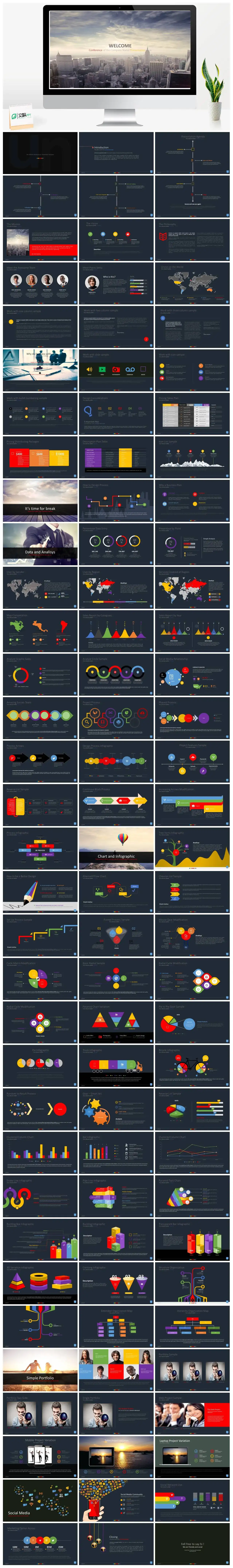 欧美风大气图表PPT模版