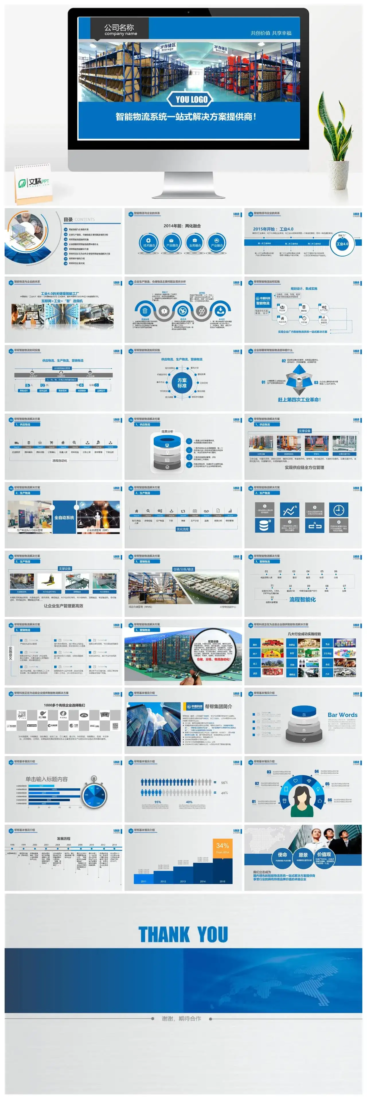 商务智能物流系统解决方案企业生产制造仓储物流ppt模板
