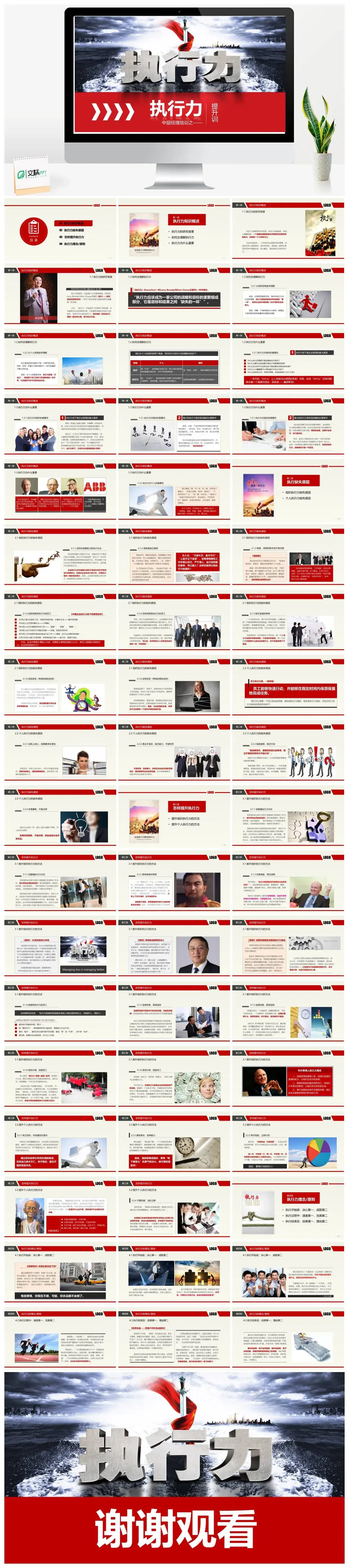 商务风中层经理培训之执行力提升训练PPT模板