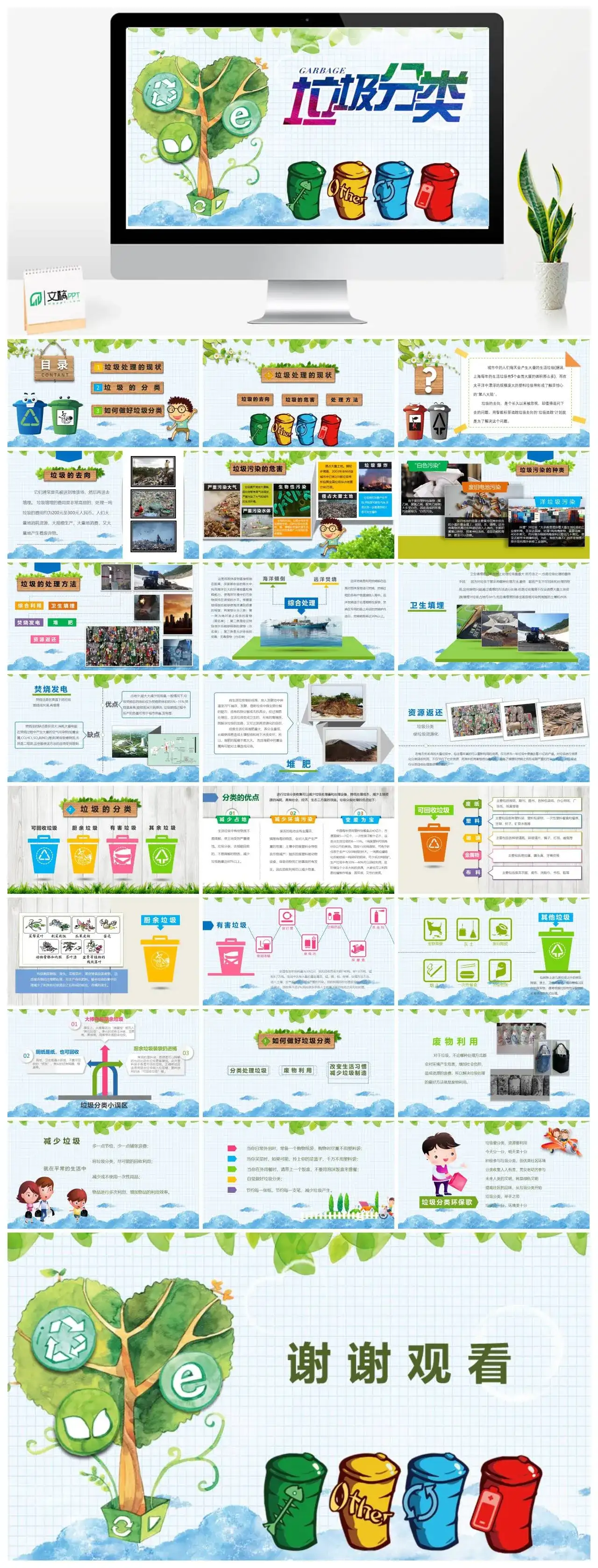 创意垃圾分类垃圾处理的现状如何做好垃圾分类PPT模板