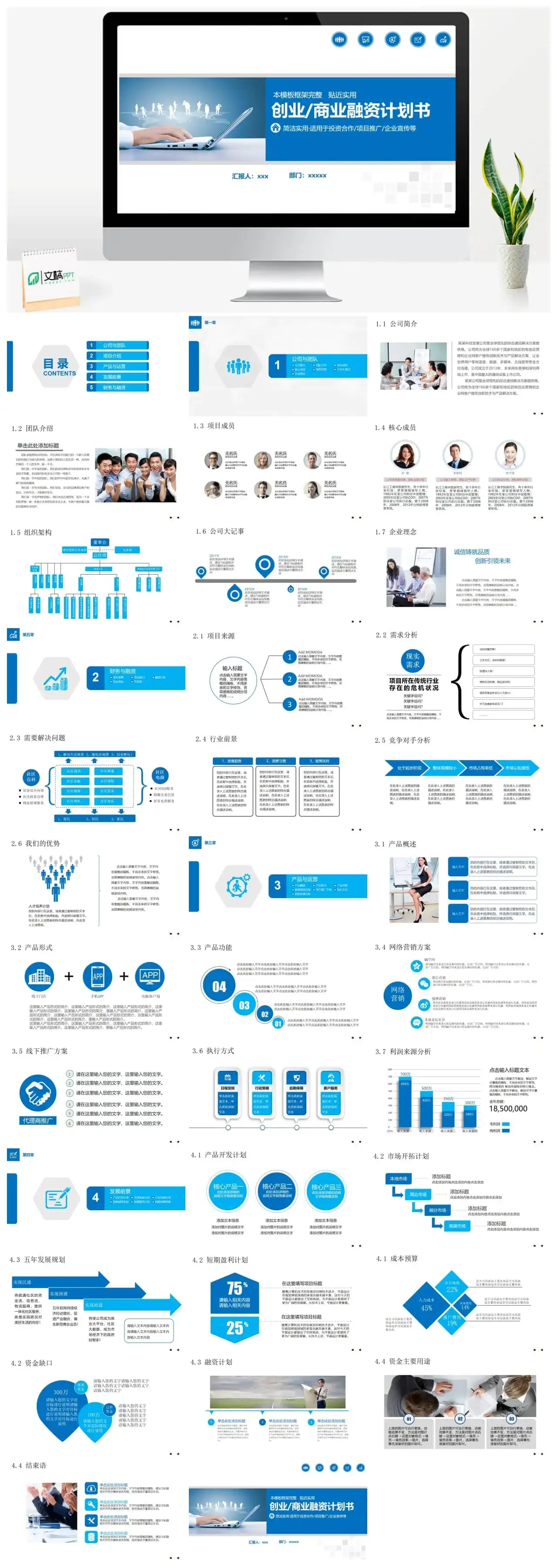 创业商业融资投资合作项目推广计划书PPT模板