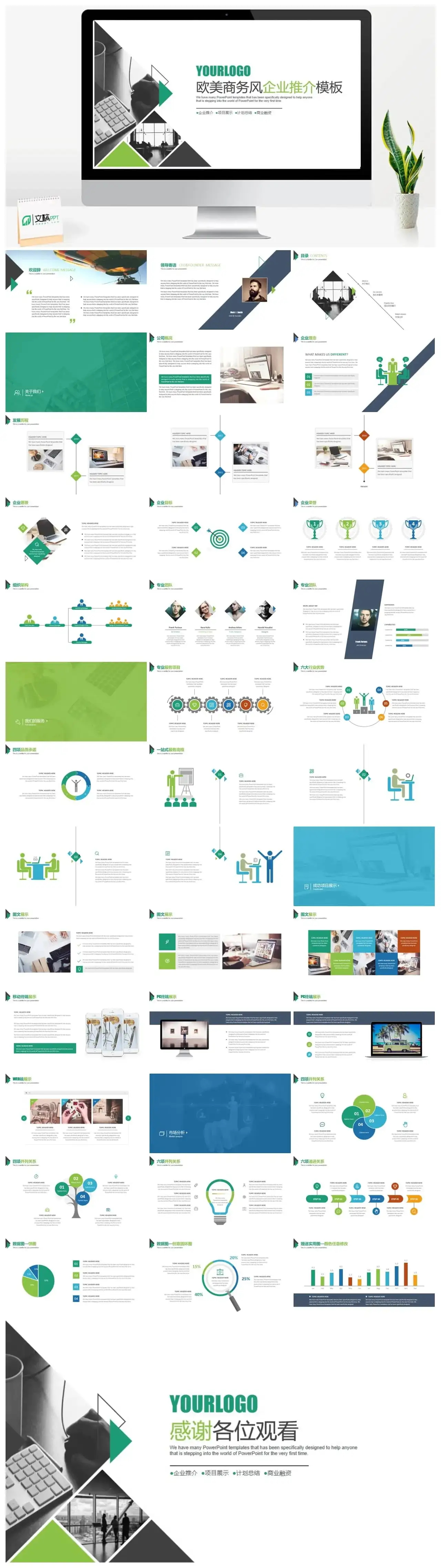 欧美商务风企业推介项目展示计划总结PPT模板