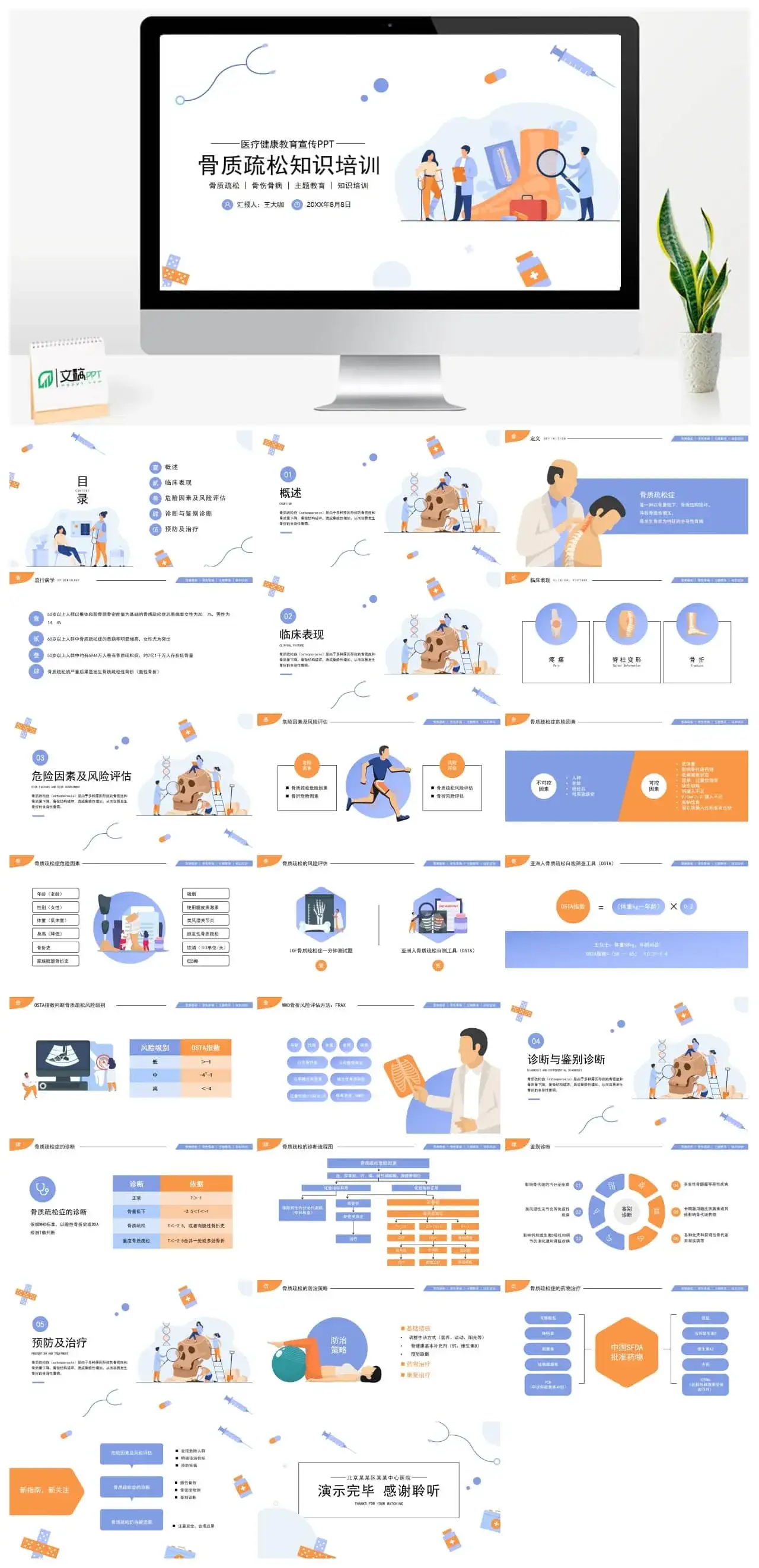 骨质疏松骨折预防护理知识ppt模板