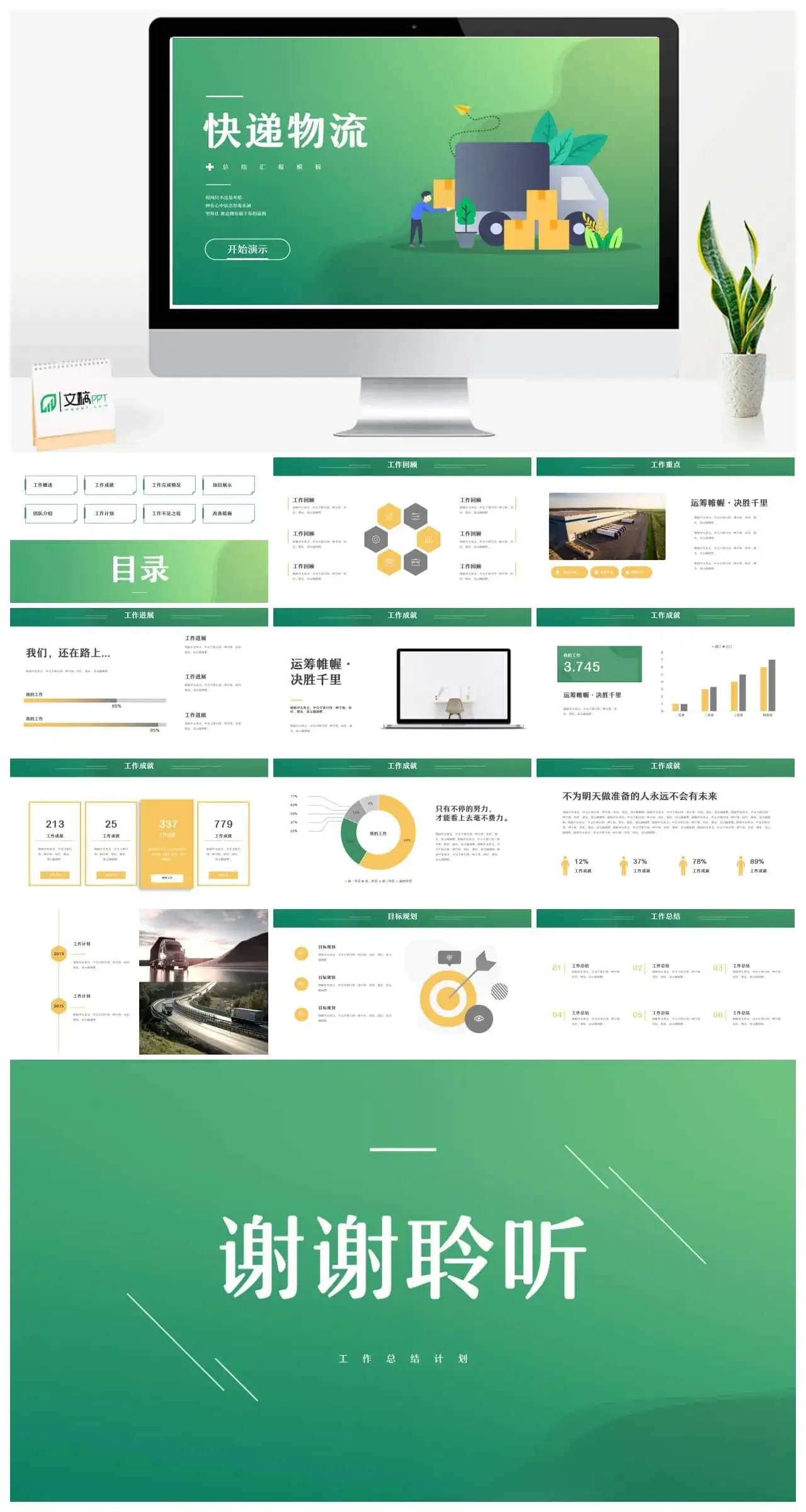 快递物流运输工作总结汇报PPT模板