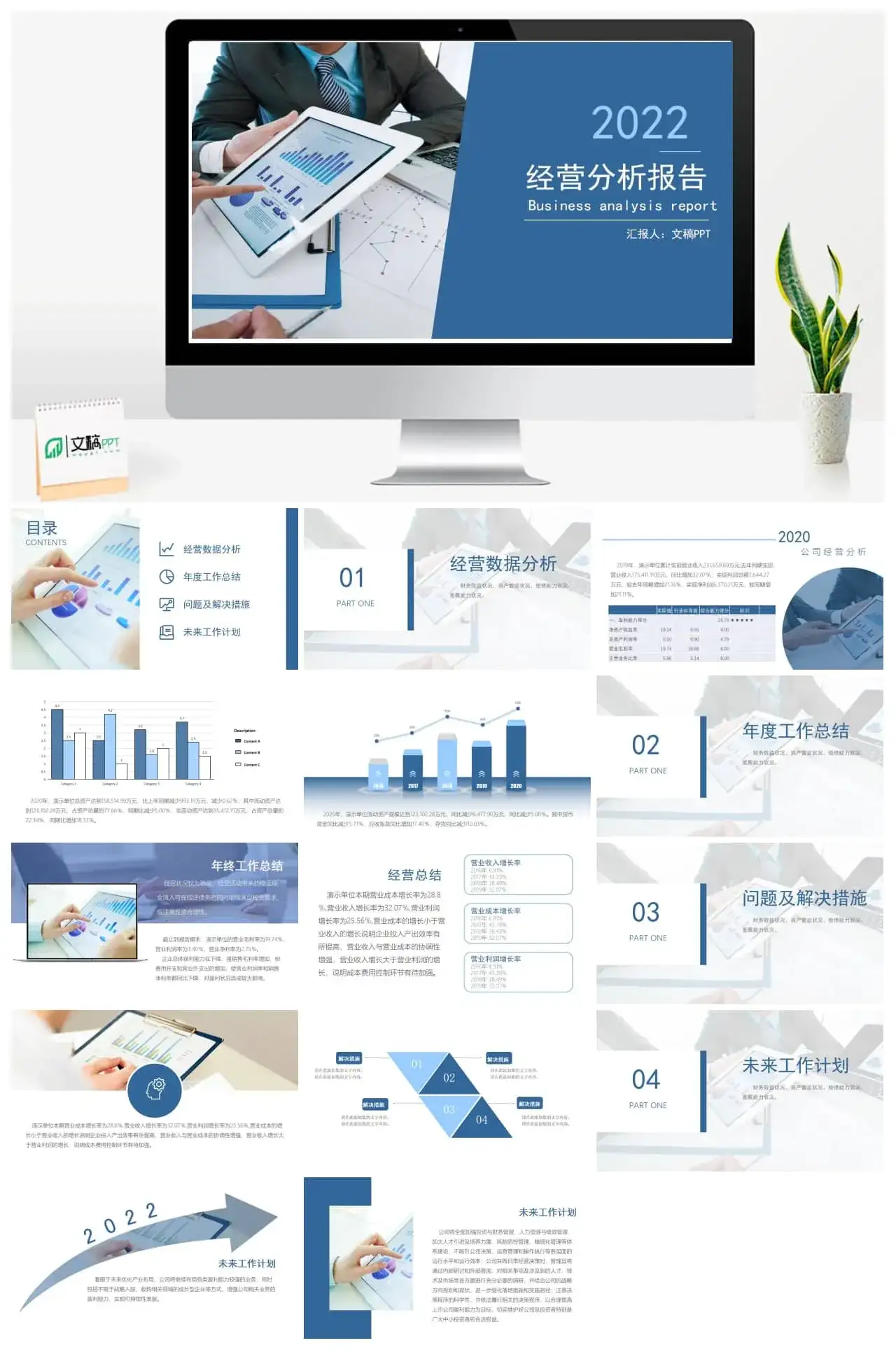 年度经营分析报告工作总结计划PPT模板