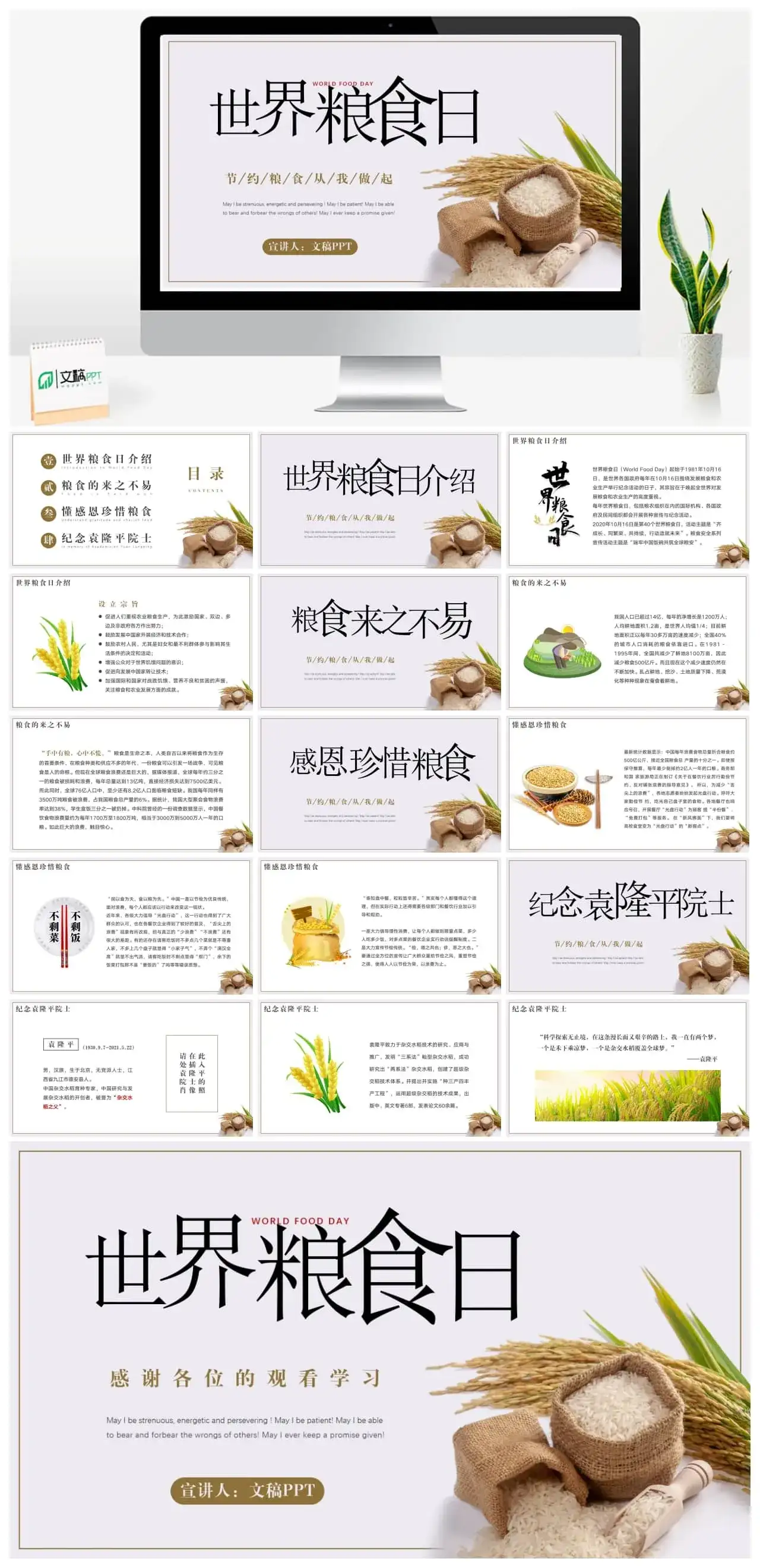 世界粮食日珍惜粮食主题宣传ppt模板