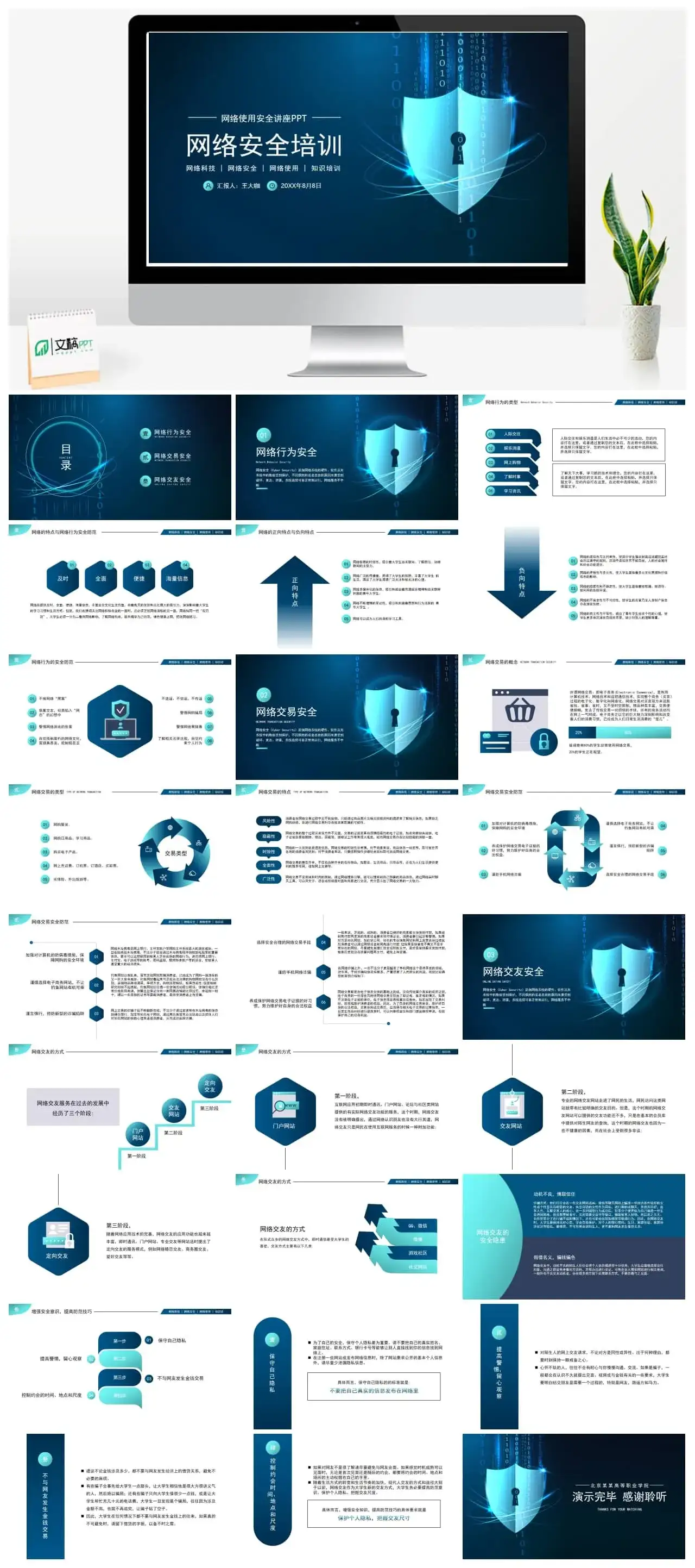 网络使用网络安全科技互联网ppt模板
